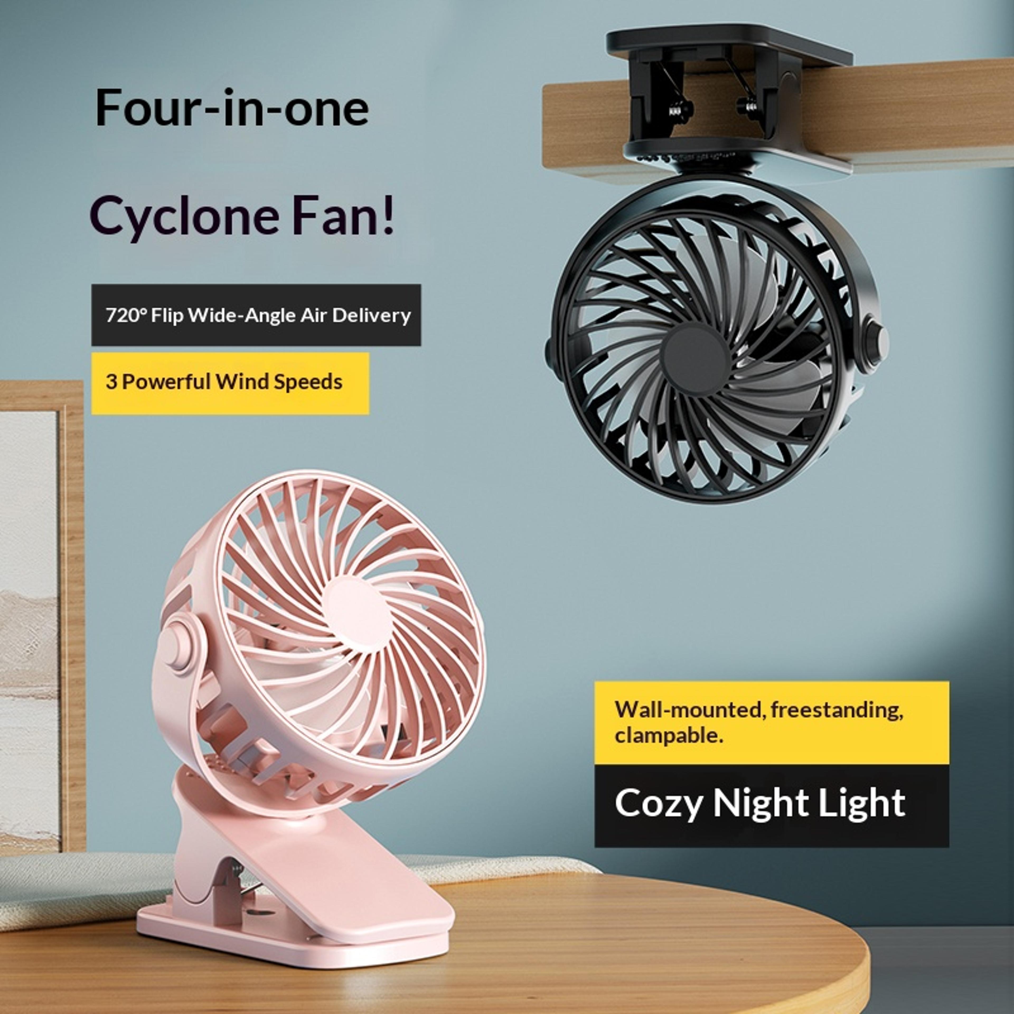 homefish portable rechargeable clip fan rotatable hanging camping fan with night light