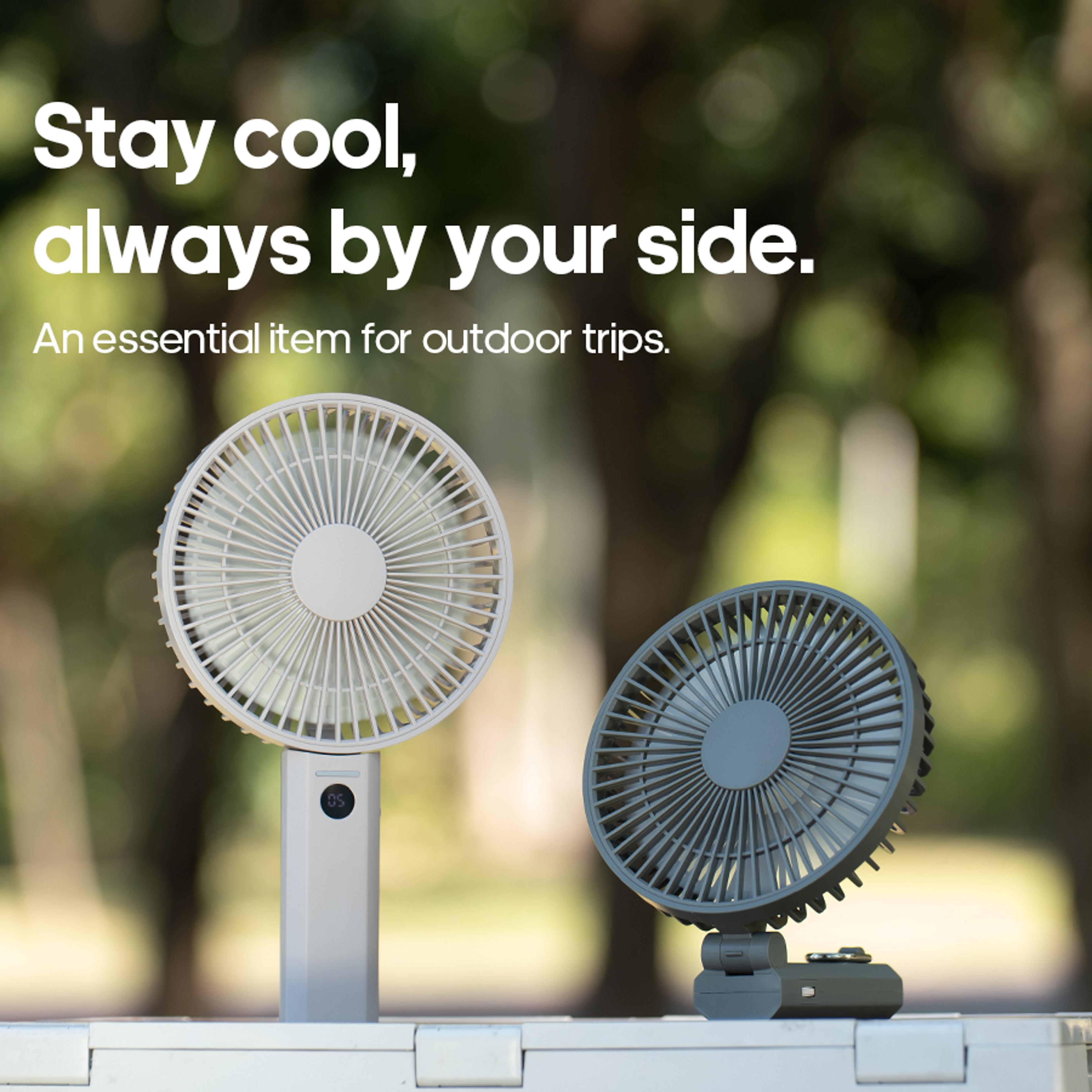 homefish portable rechargeable handheld fan with led display speed adjustable camping tripod fan