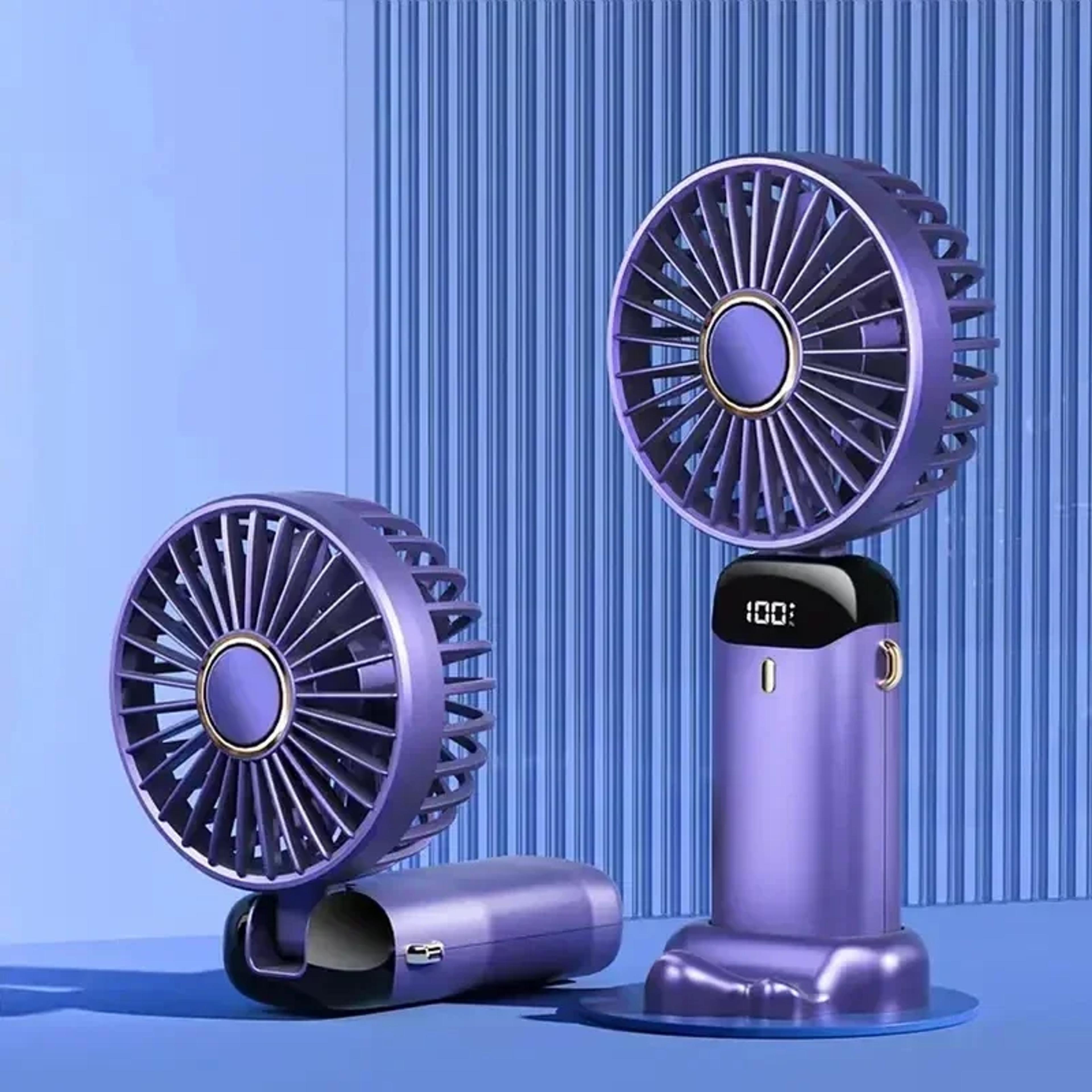 breezesense portable handheld fan with led display & aromatherapy