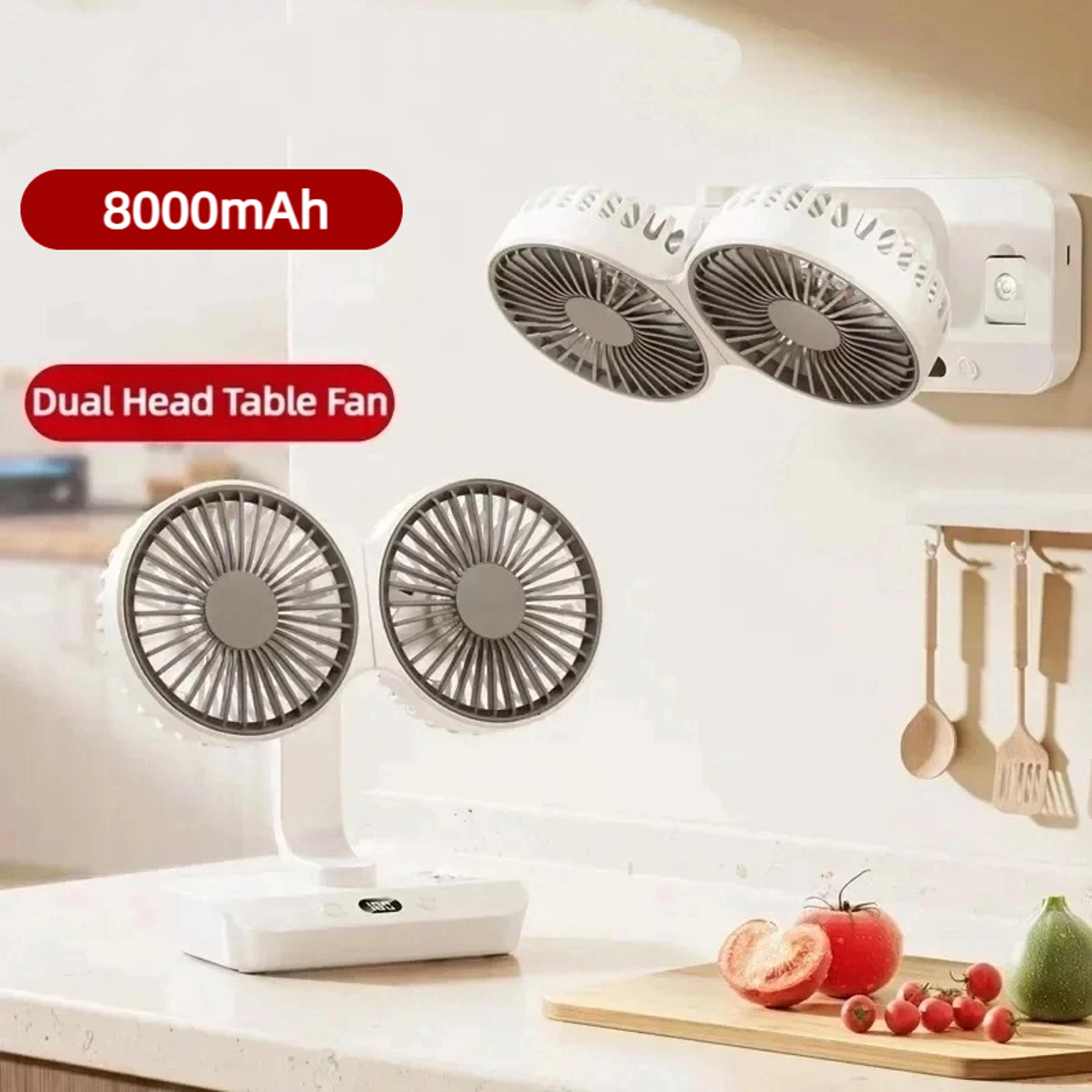 double head desk fan usb rechargeable fan portable desktop fan speed cooling