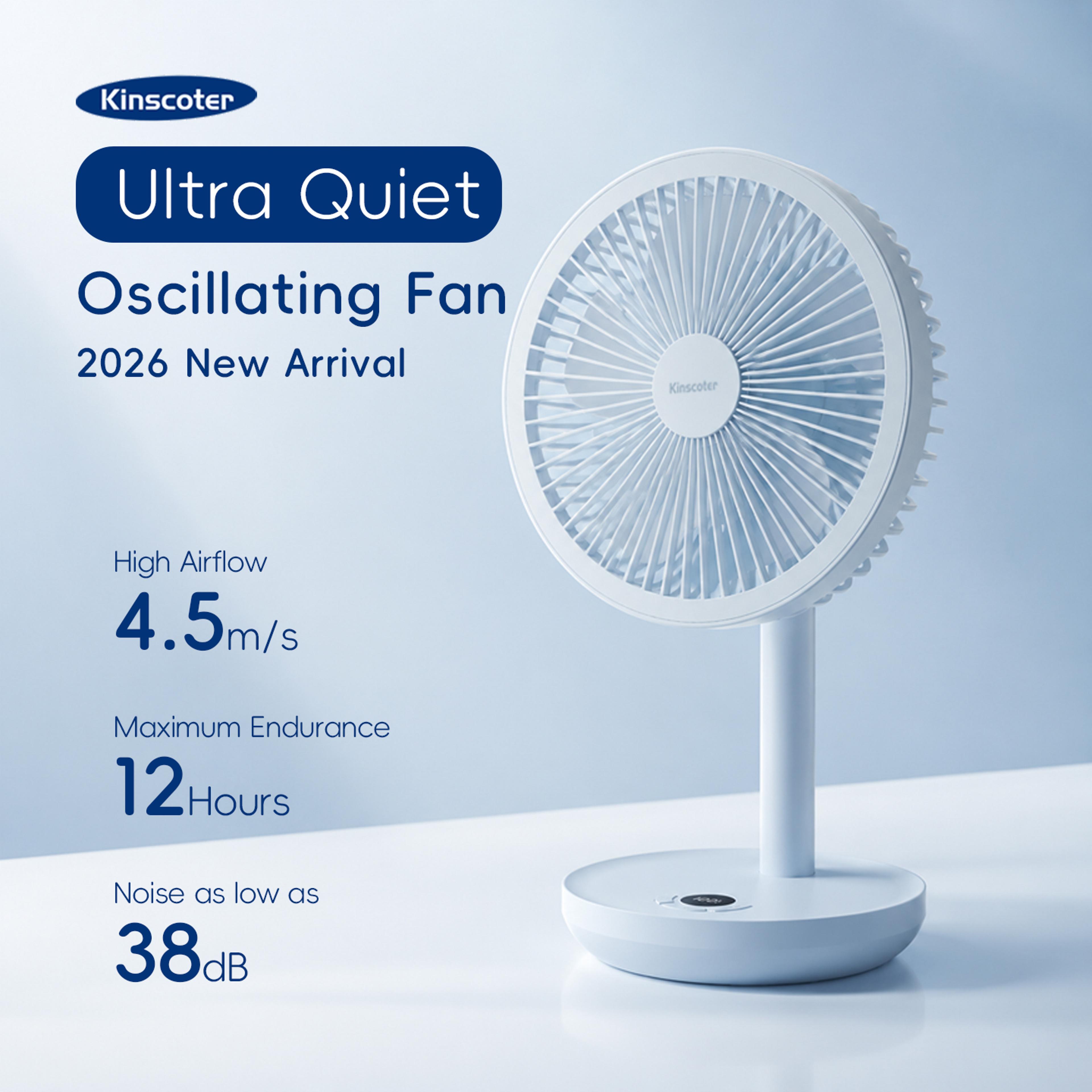 kinscoter rechargeable oscillating usb desk fan silent portable speed cooling fan