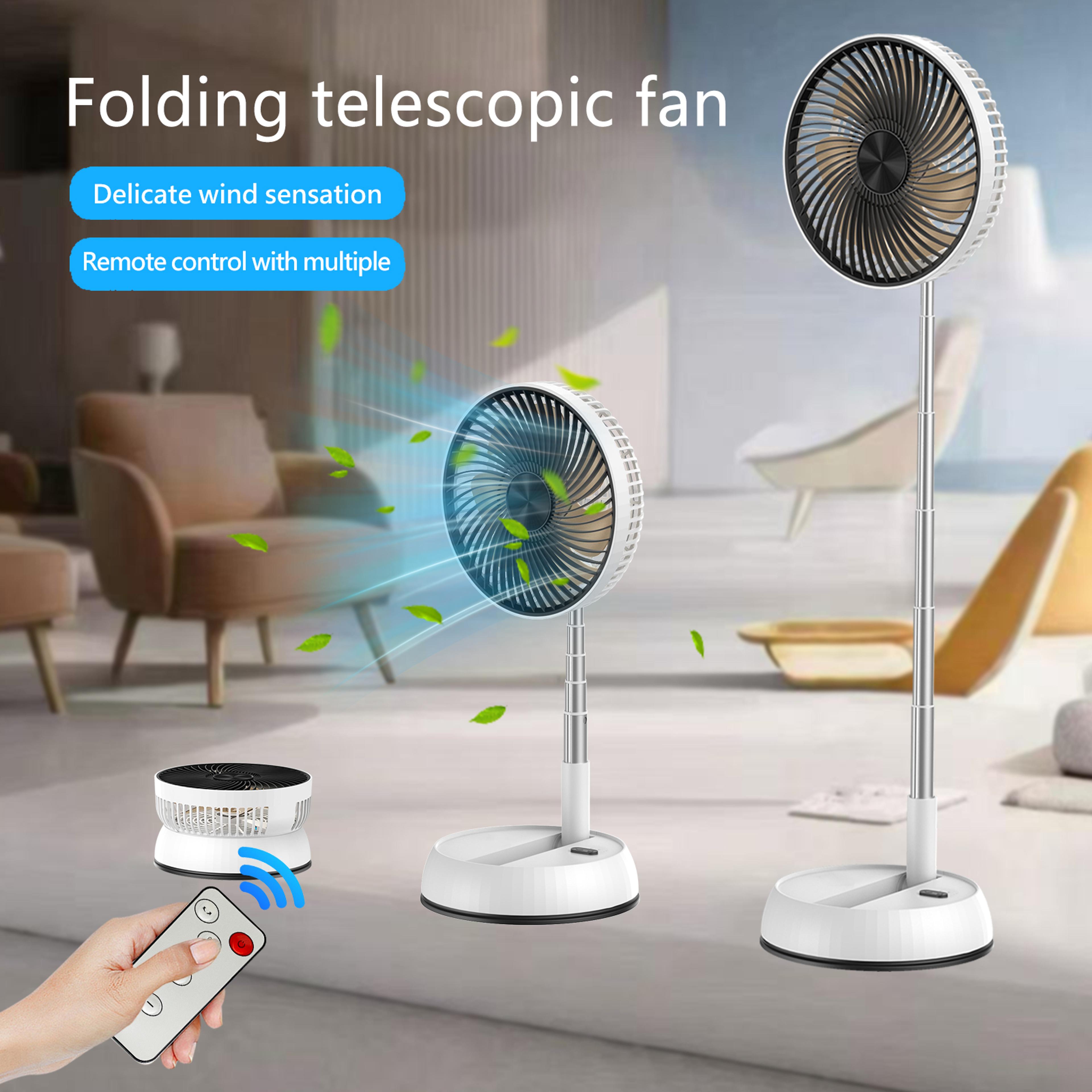 portable rechargeable folding oscillating standing fan with remote control camping pedestal fan