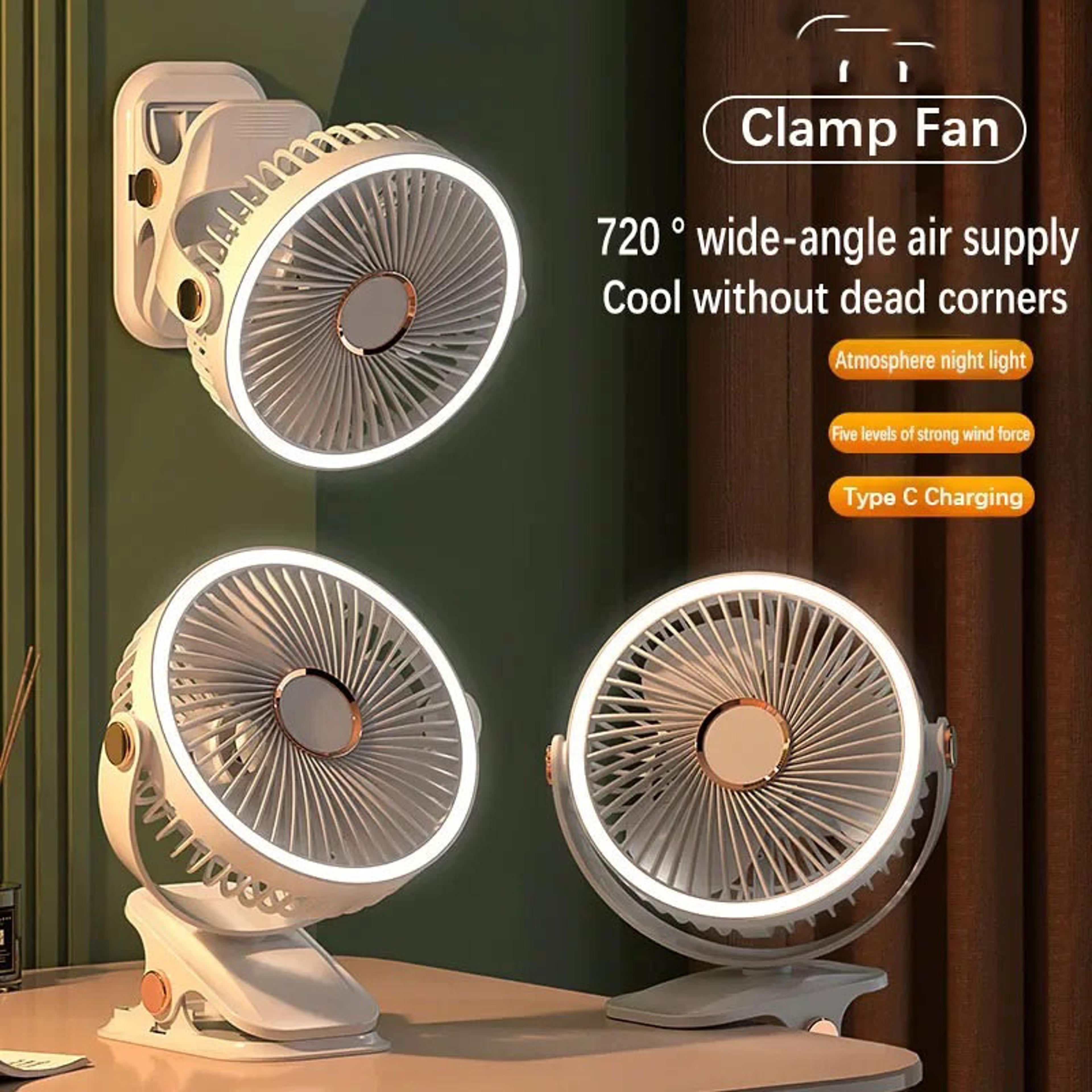 rechargeable camping fan portable clip on led light air circulator fan