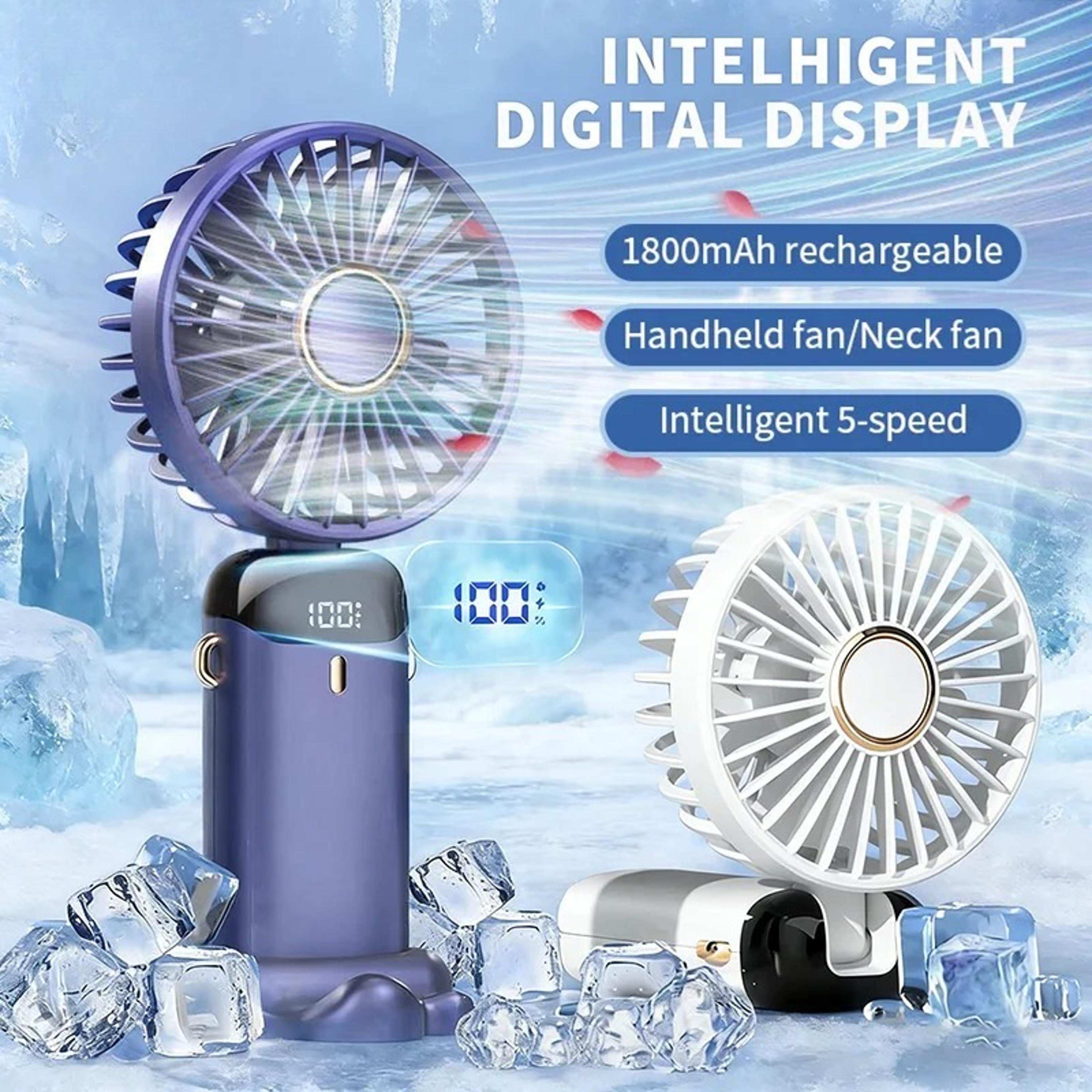 usb rechargeable portable mini fan speed foldable handheld neck fan with phone stand