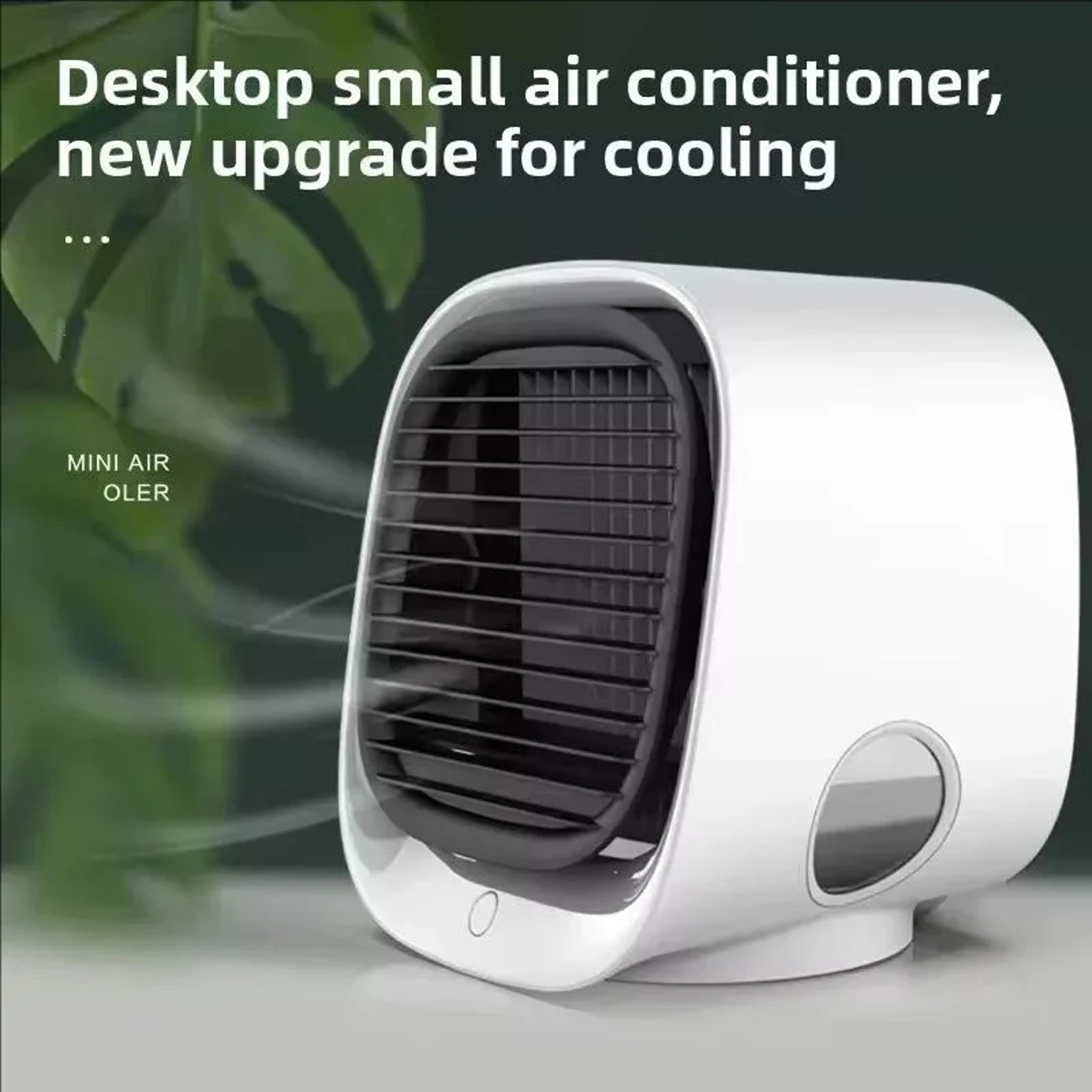 mini usb air cooler fan with mist spray portable desk cooling fan