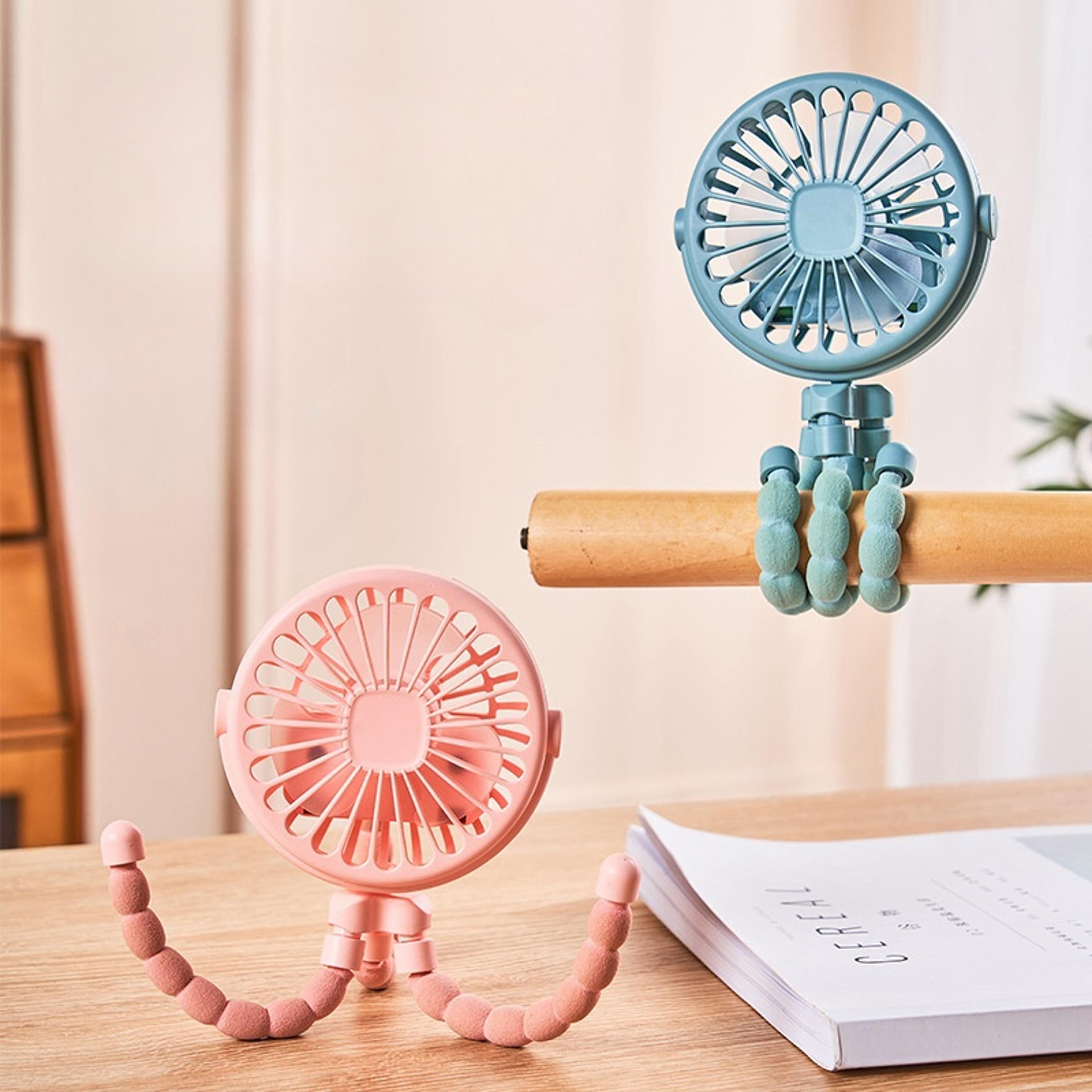 portable octopus baby stroller fan usb rechargeable flexible mini cooling fan