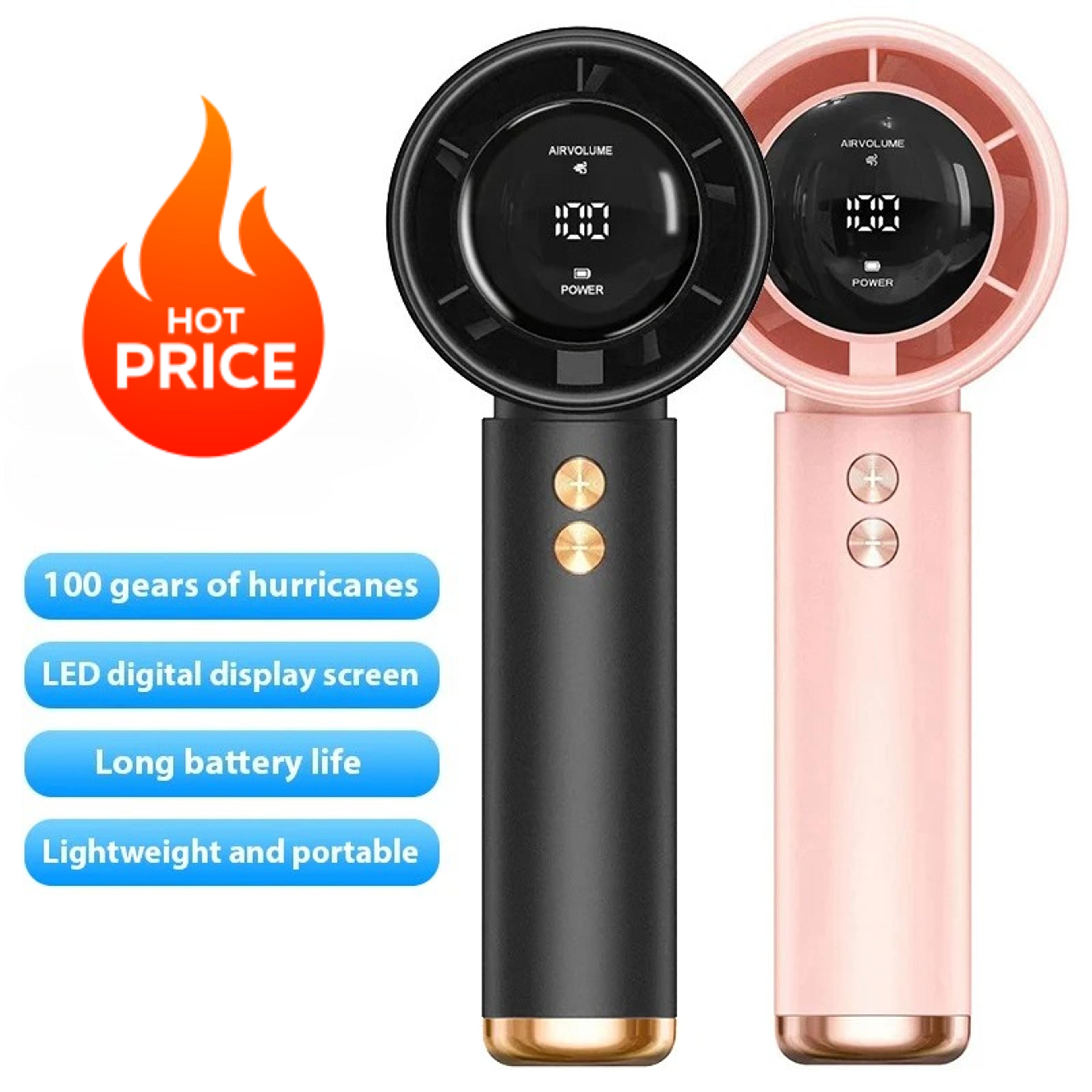 portable handheld turbo fan usb rechargeable mini personal cooling fan led display
