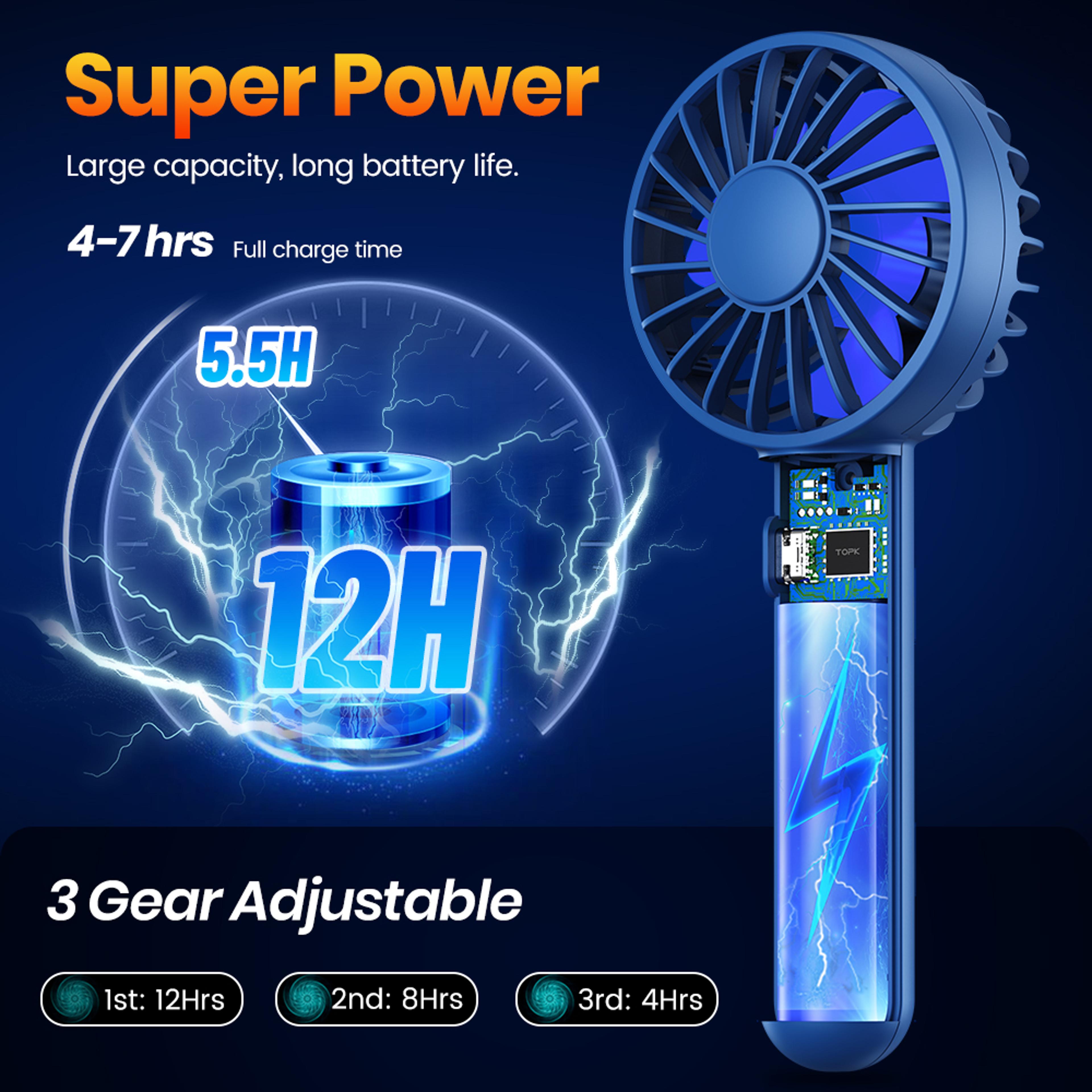 topk rechargeable mini portable usb fan portable usb fan rechargeable mini fan for desk & travel