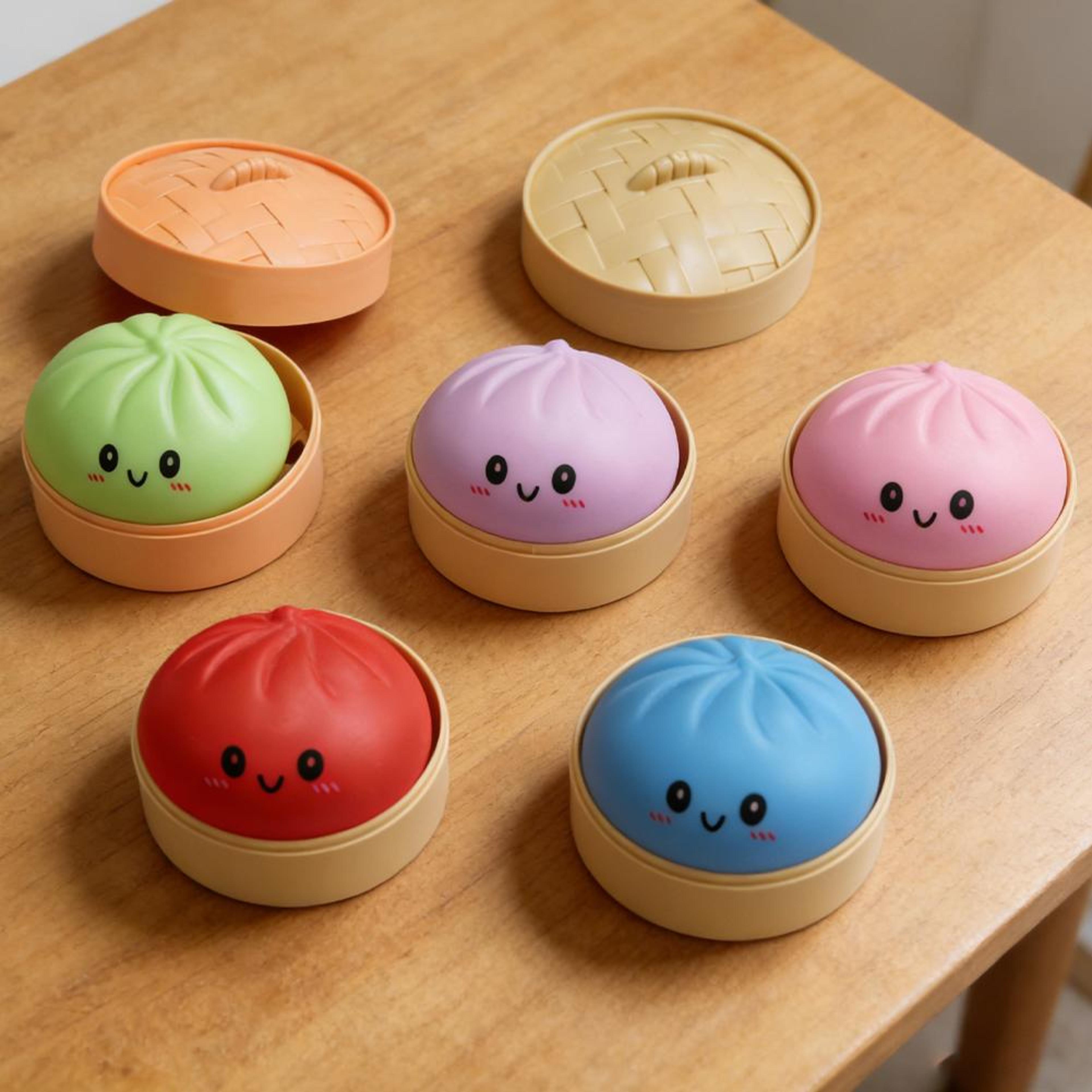 dumpling stress ball fidget toy squishy sensory food stress relief hand toy steamer design