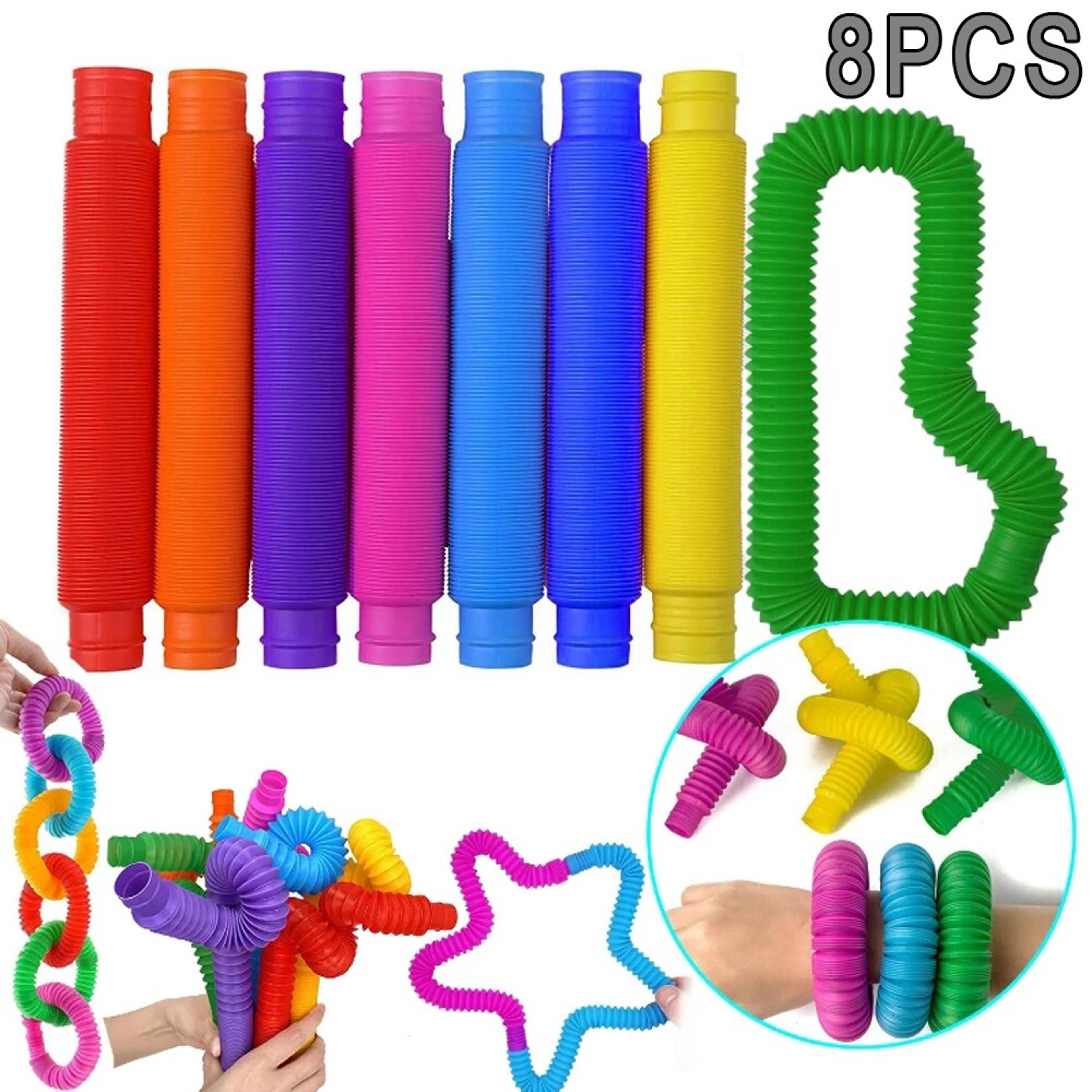 colorful pop tubes sensory fidget stress relief stretch toys for kids & adults