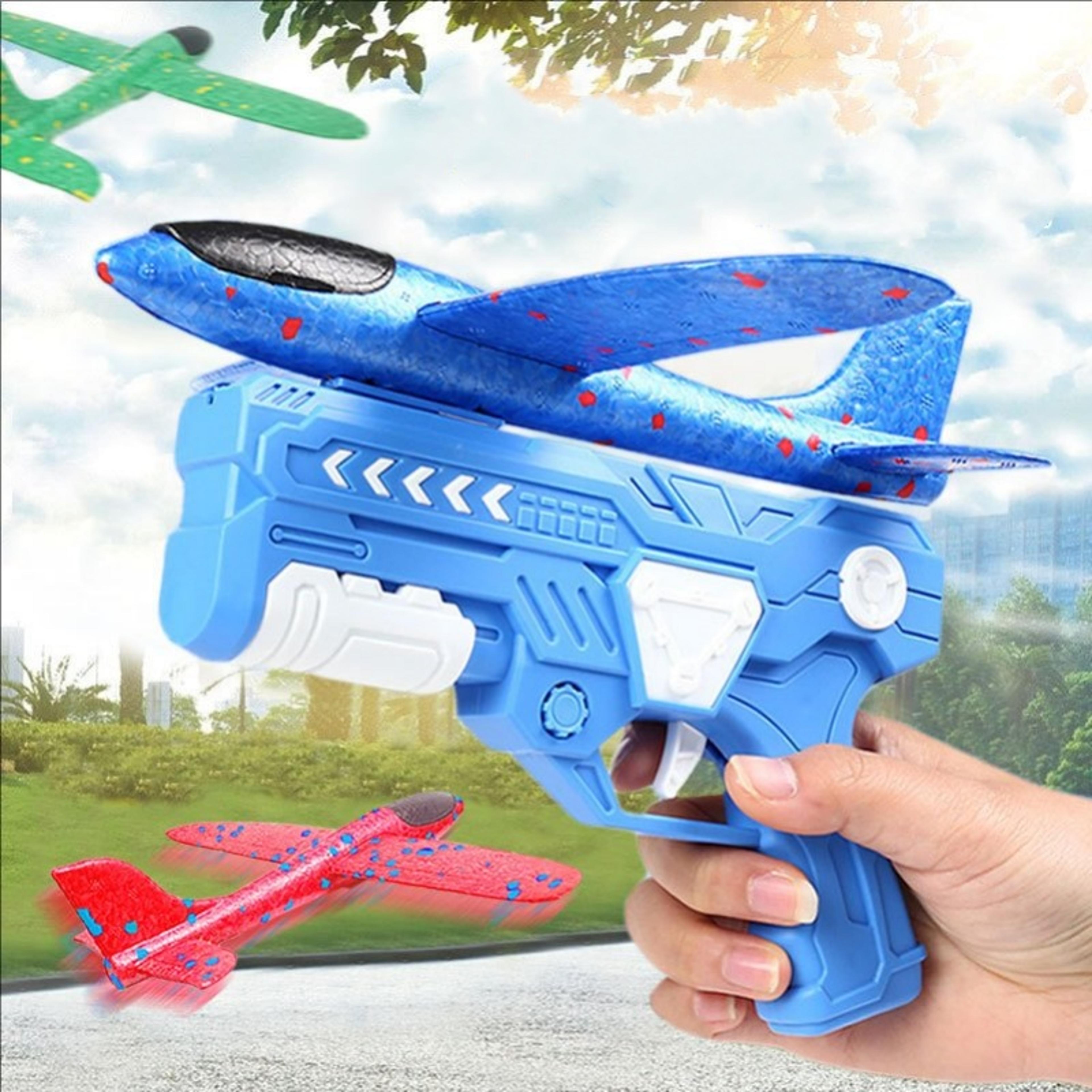 glow foam airplane launcher toy catapult glider aircraft gun for kids outdoor flying fun