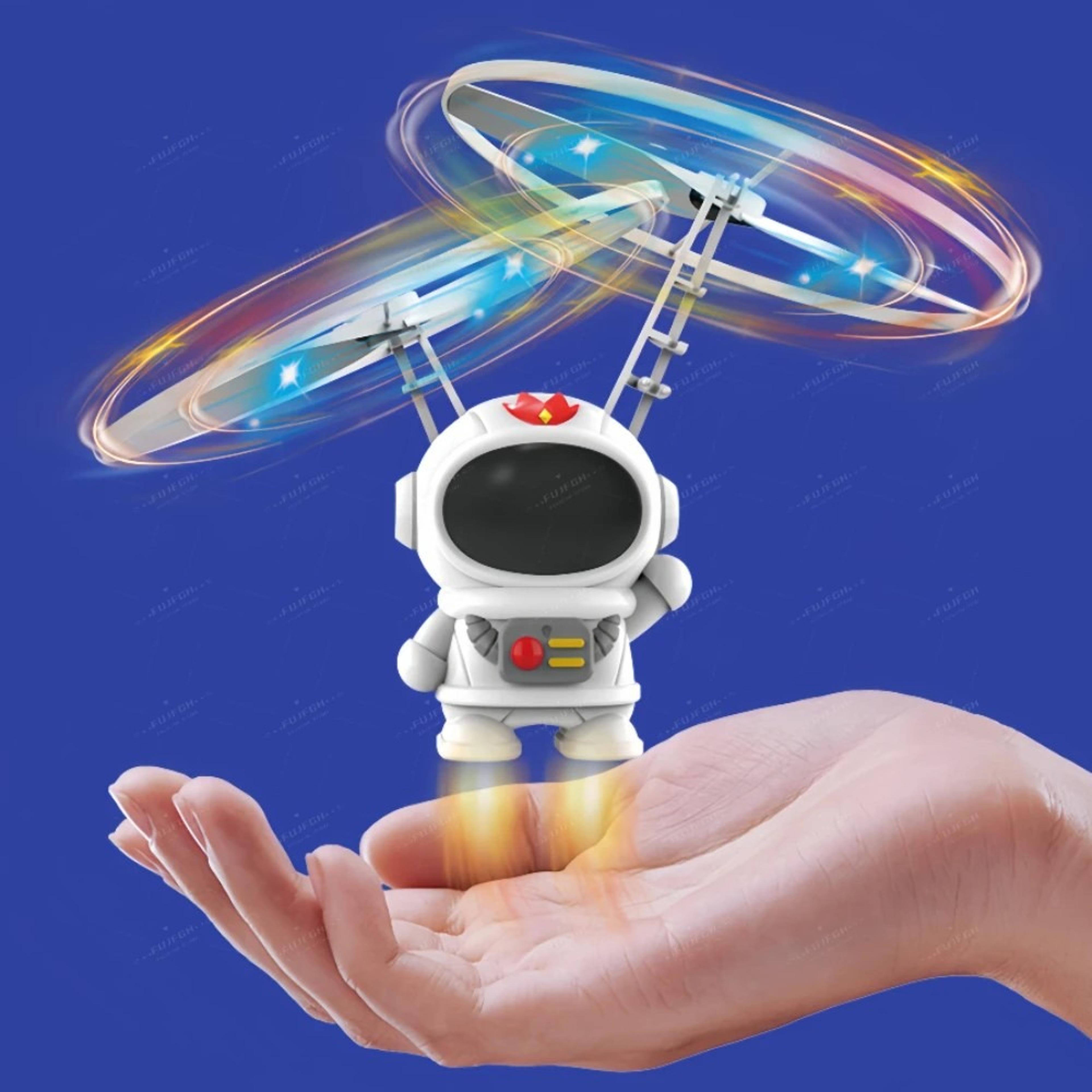 levitating astronaut drone hand controlled flying robot toy with led lights