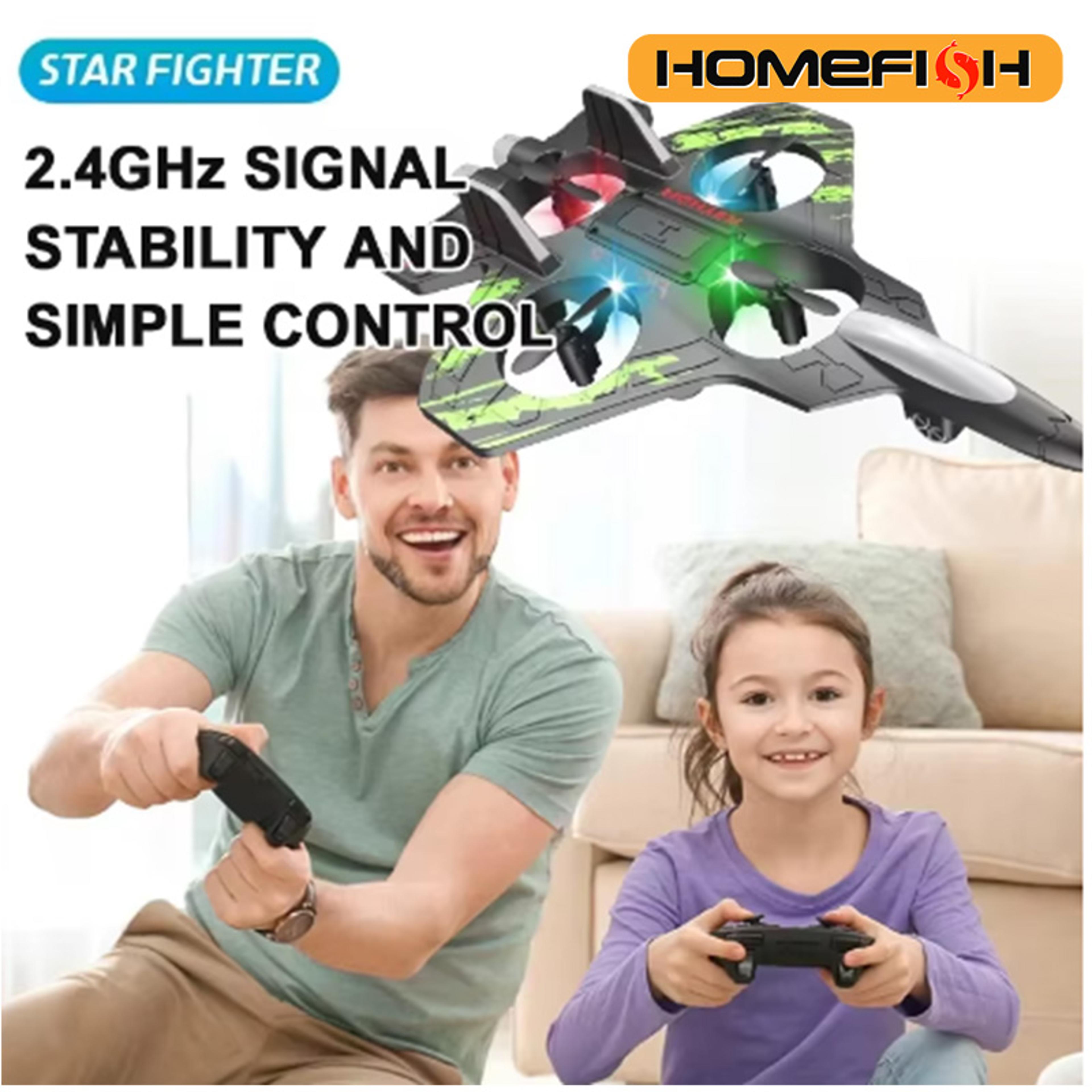 homefish rc foam glider stunt fighter jet with led lights