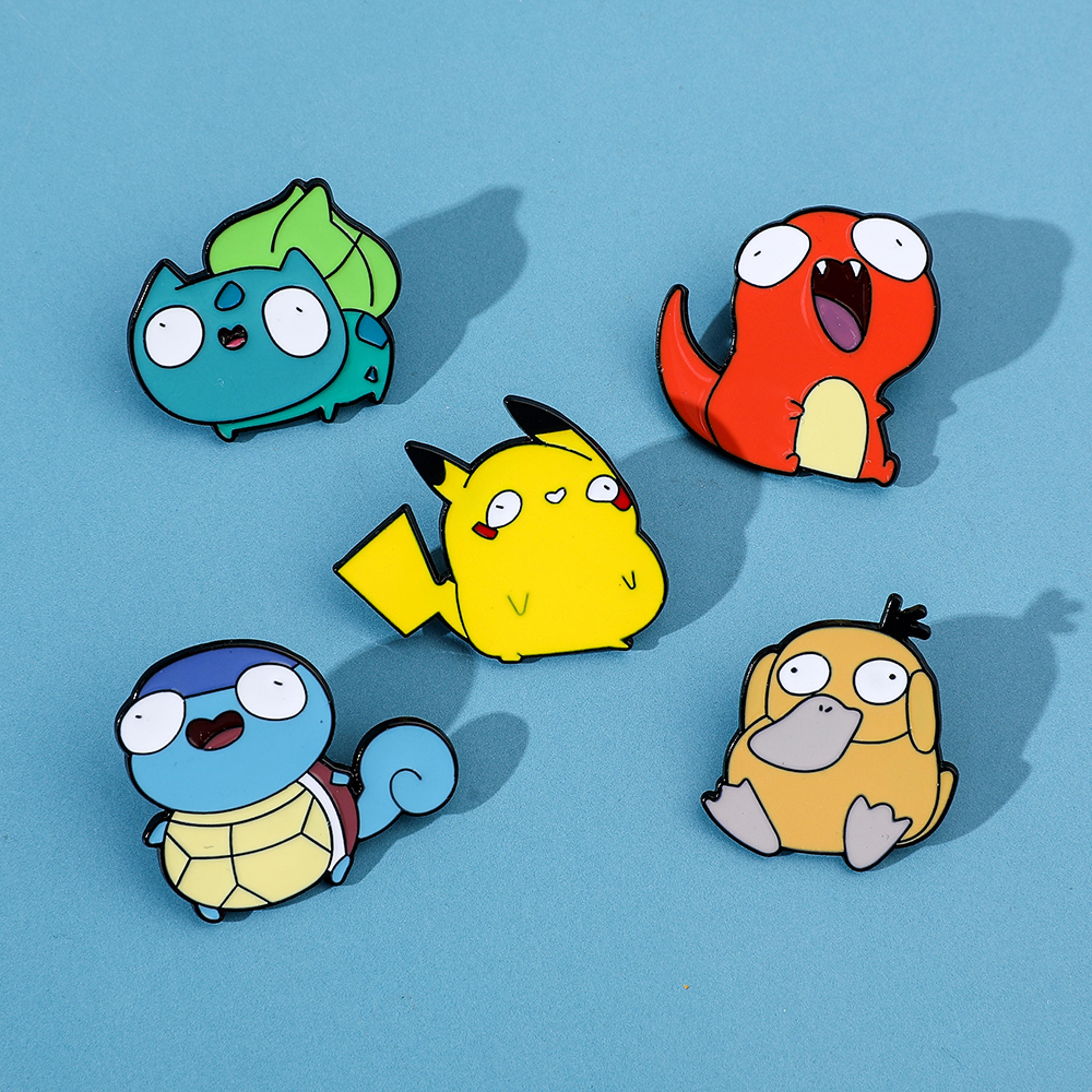 kawaii anime enamel pins set pikachu charmander psyduck brooch metal badge accessories gift