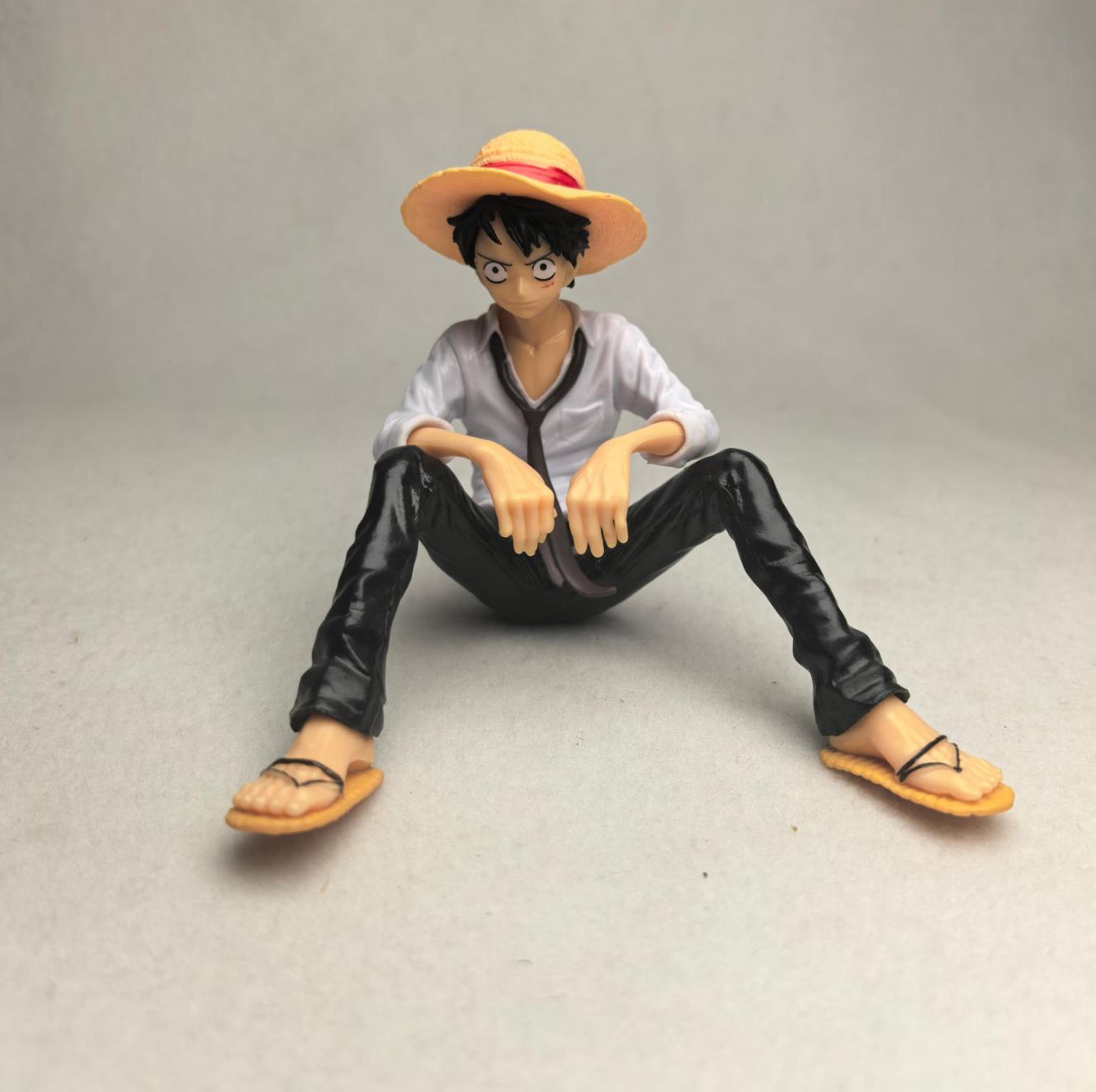 luffy sitting pose collectible figure one piece anime pvc display statue