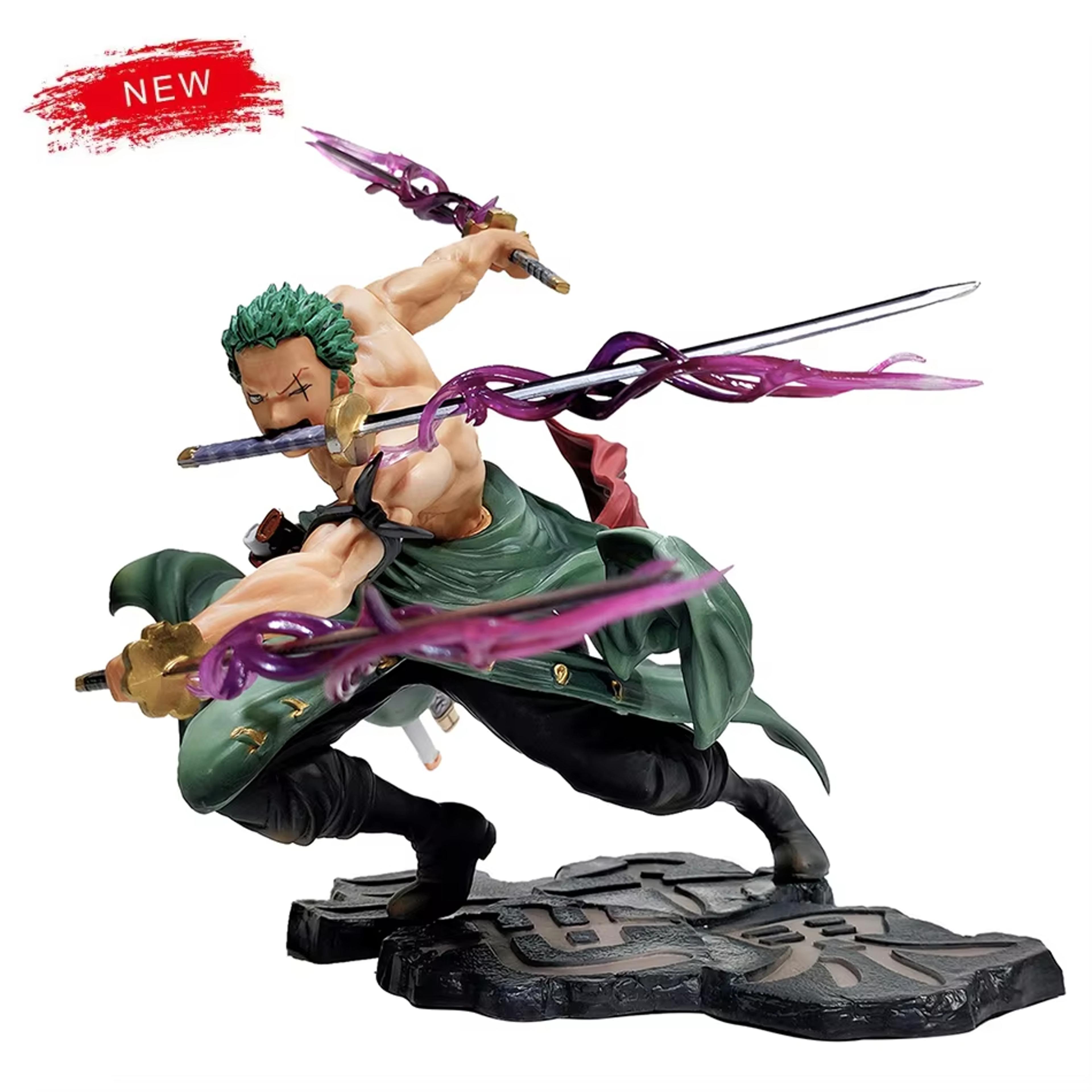 roronoa zoro one piece anime statue gk action figure three sword collectible model