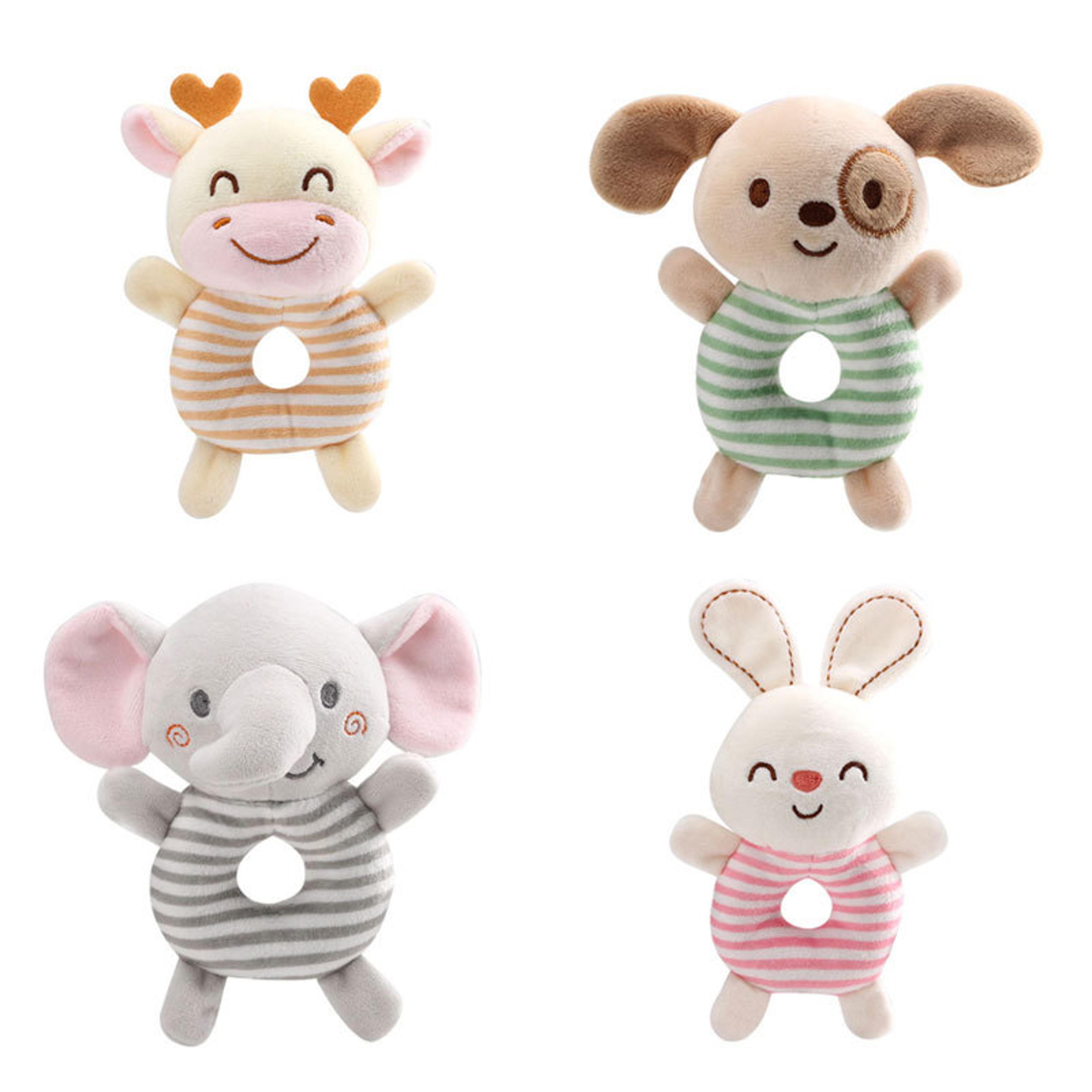 baby animal plush rattle toy for newborns sensory hand ring learning toy