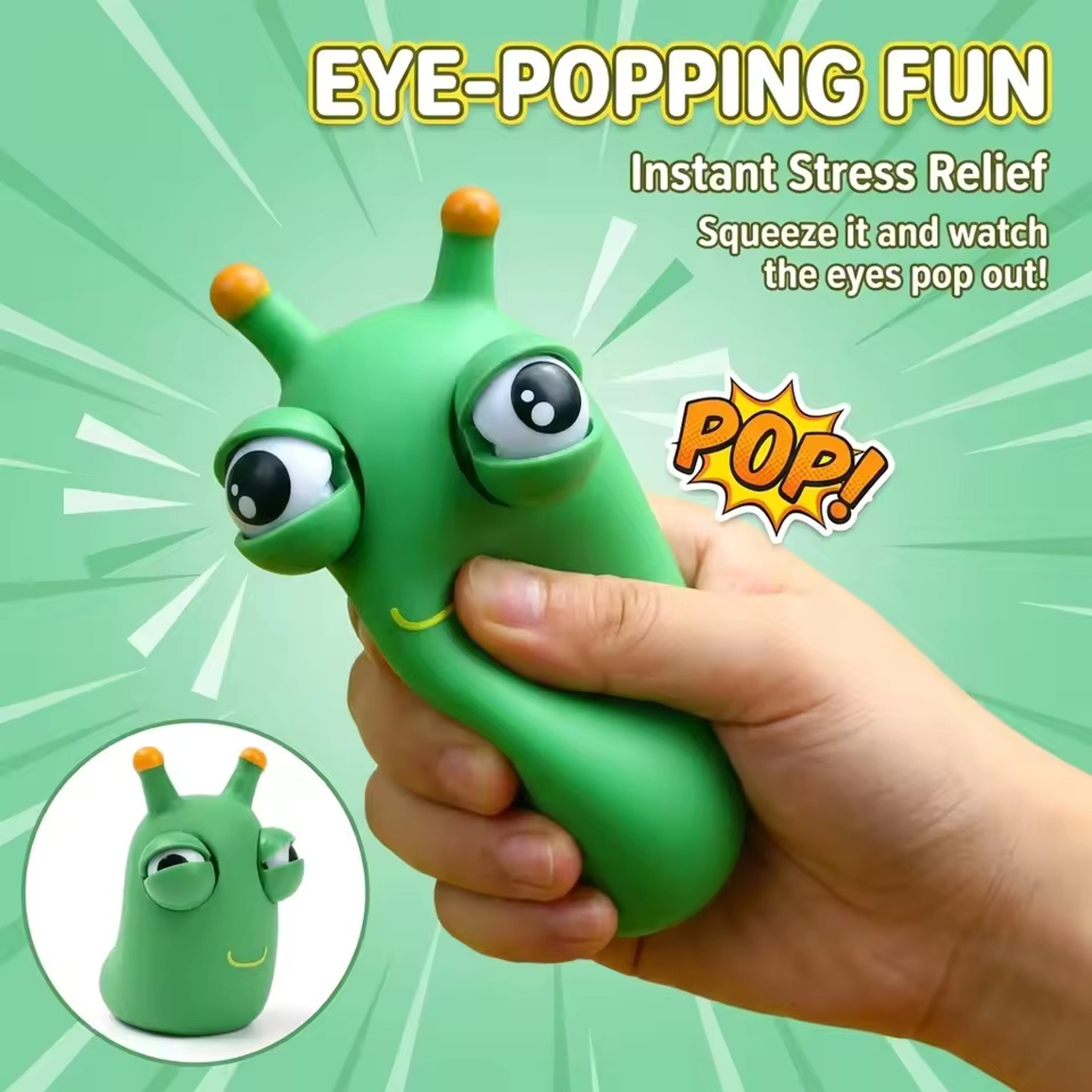 green worm eye popping squeeze fidget stress relief toy for anxiety relief