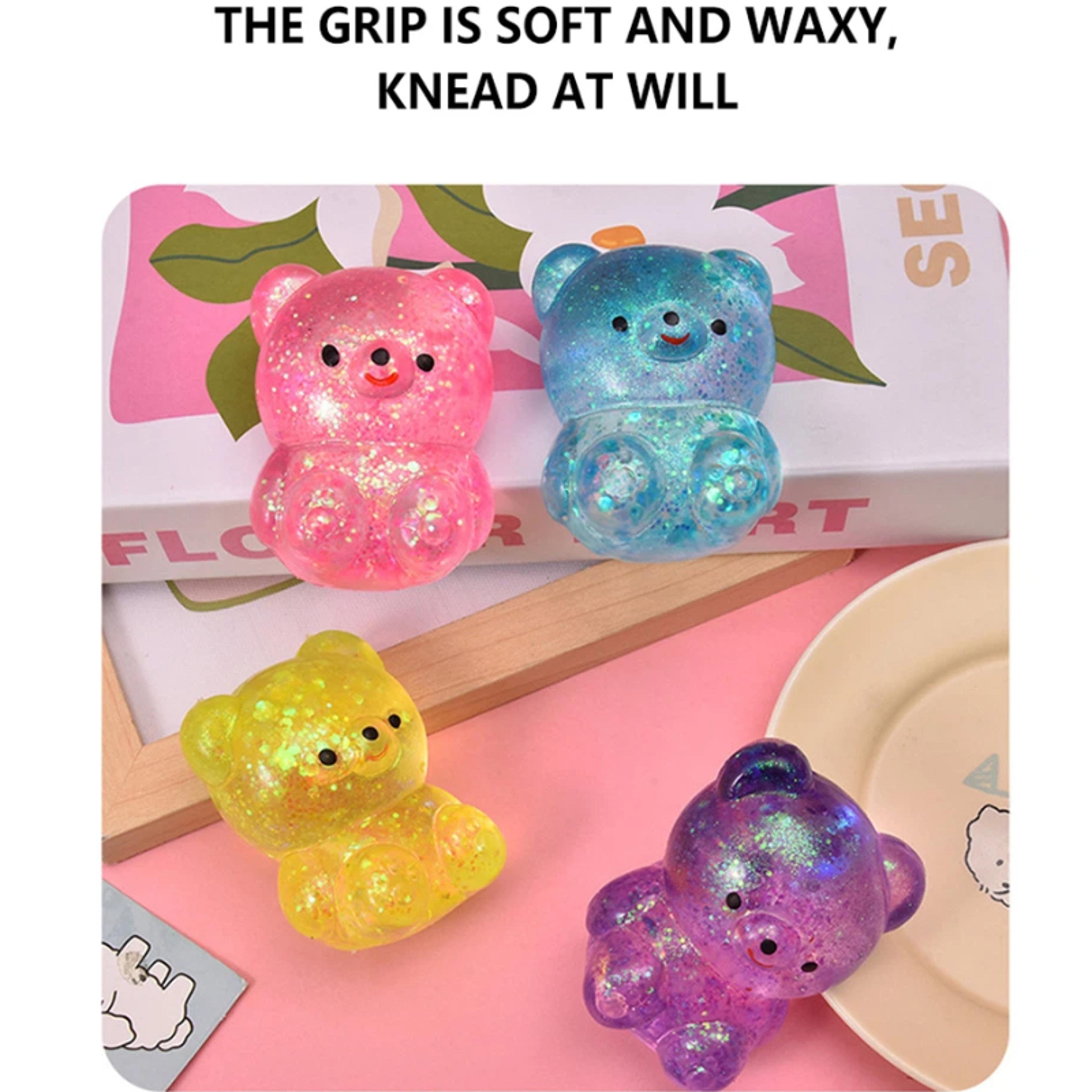 glitter bear squishy stress relief toy maltose pinching sensory stress ball