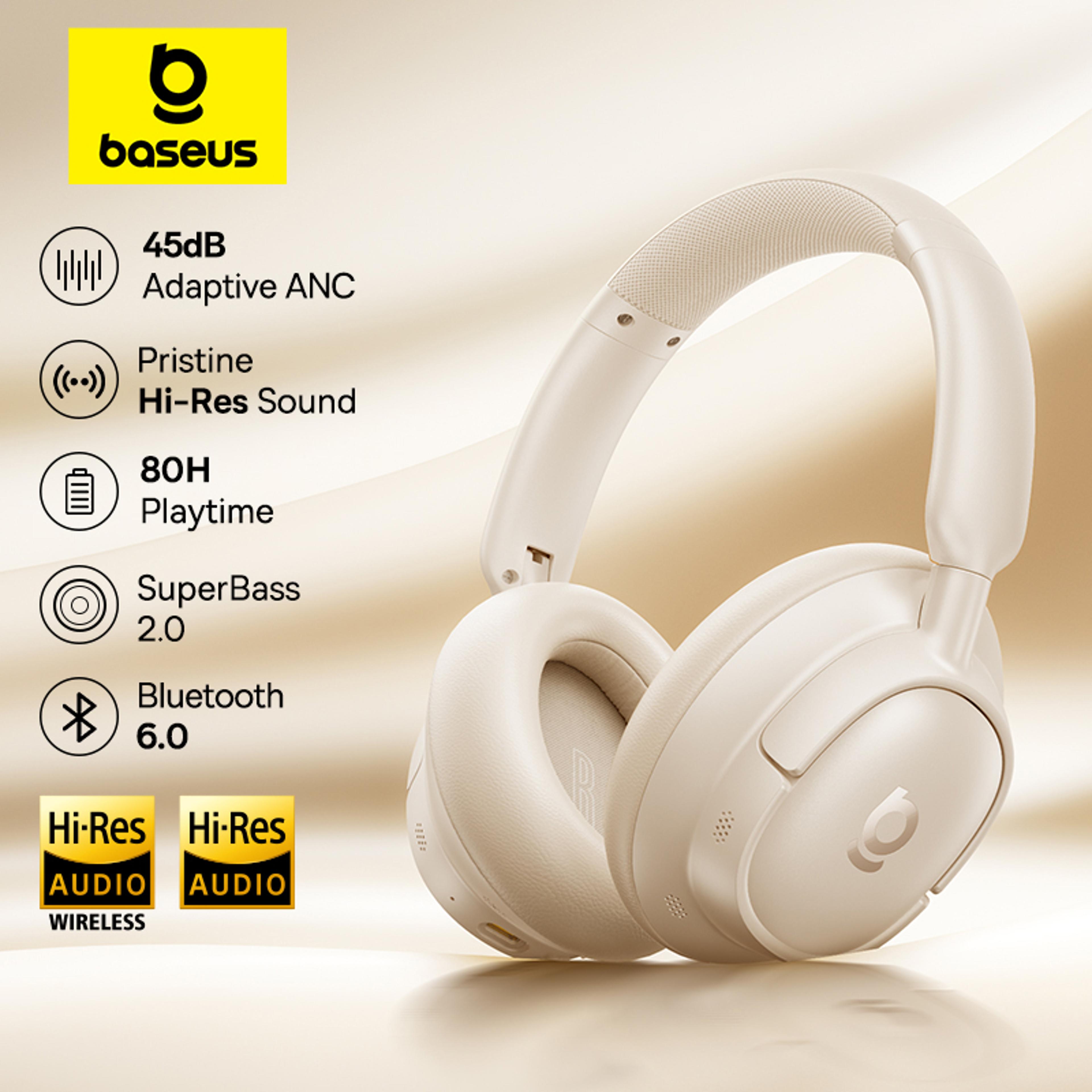 baseus wireless noise cancelling headphones with hi res audio & battery