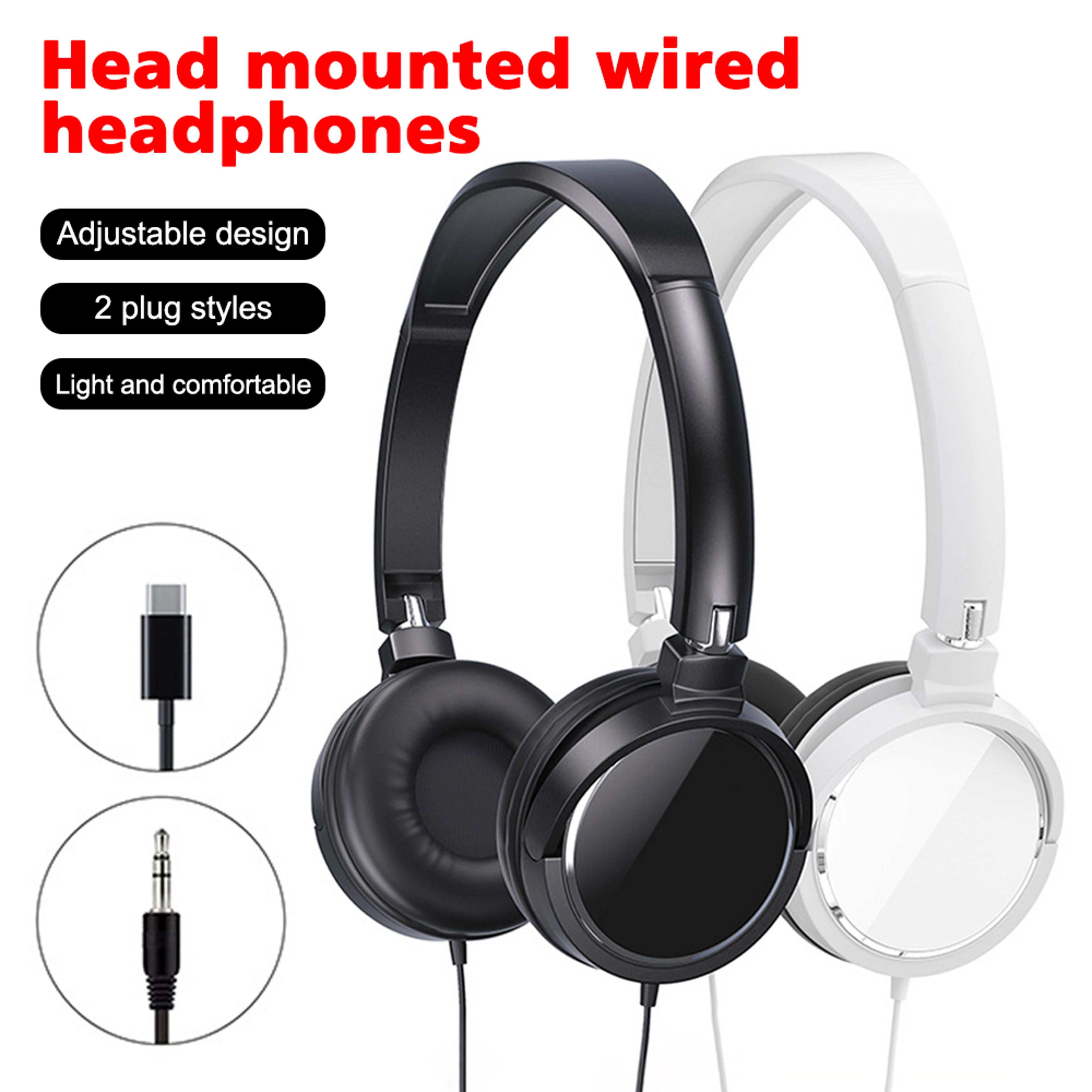 flexbass foldable wired headphones with stereo sound for usb c & devices