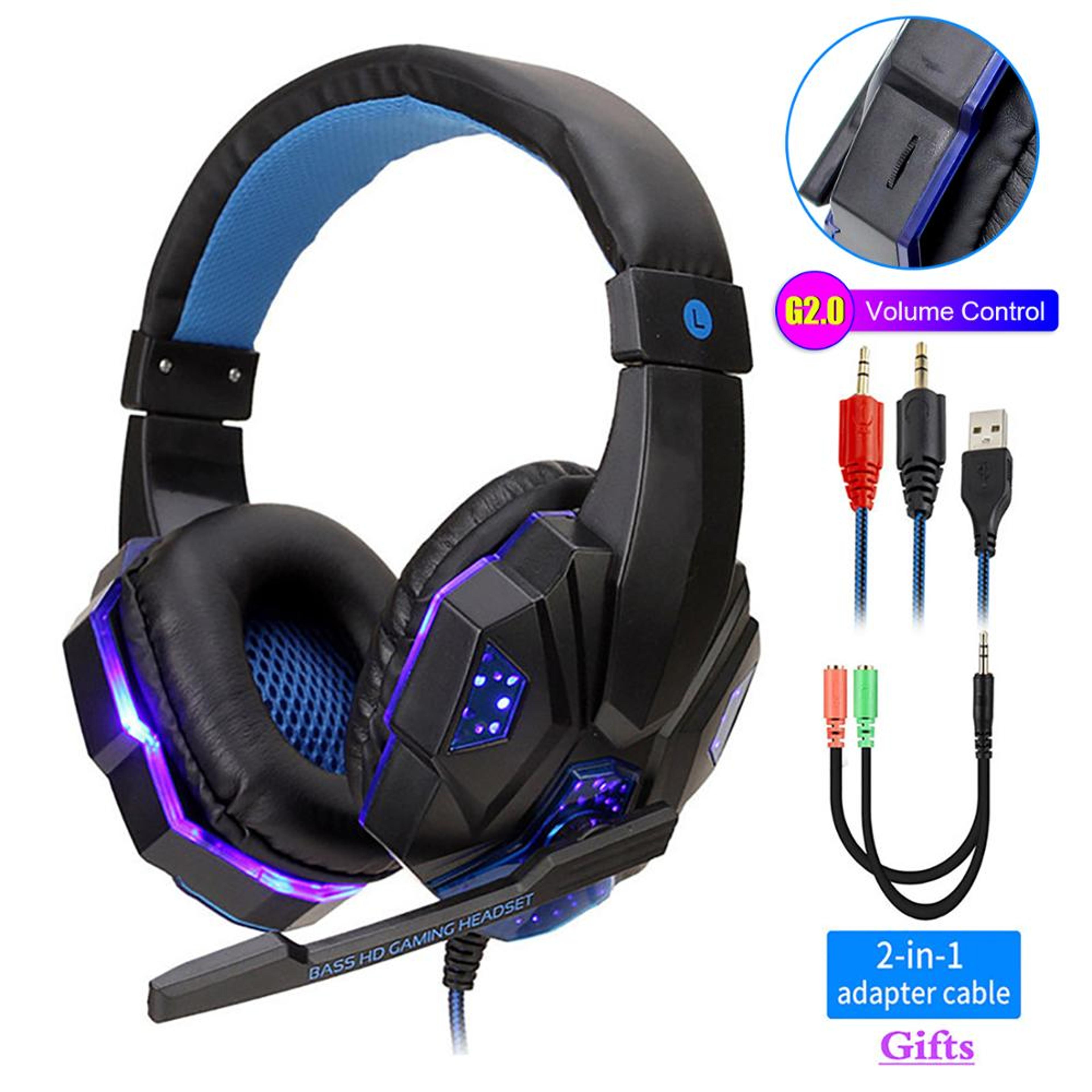 rgb stereo gaming headset with noise reducing mic for pc & xbox