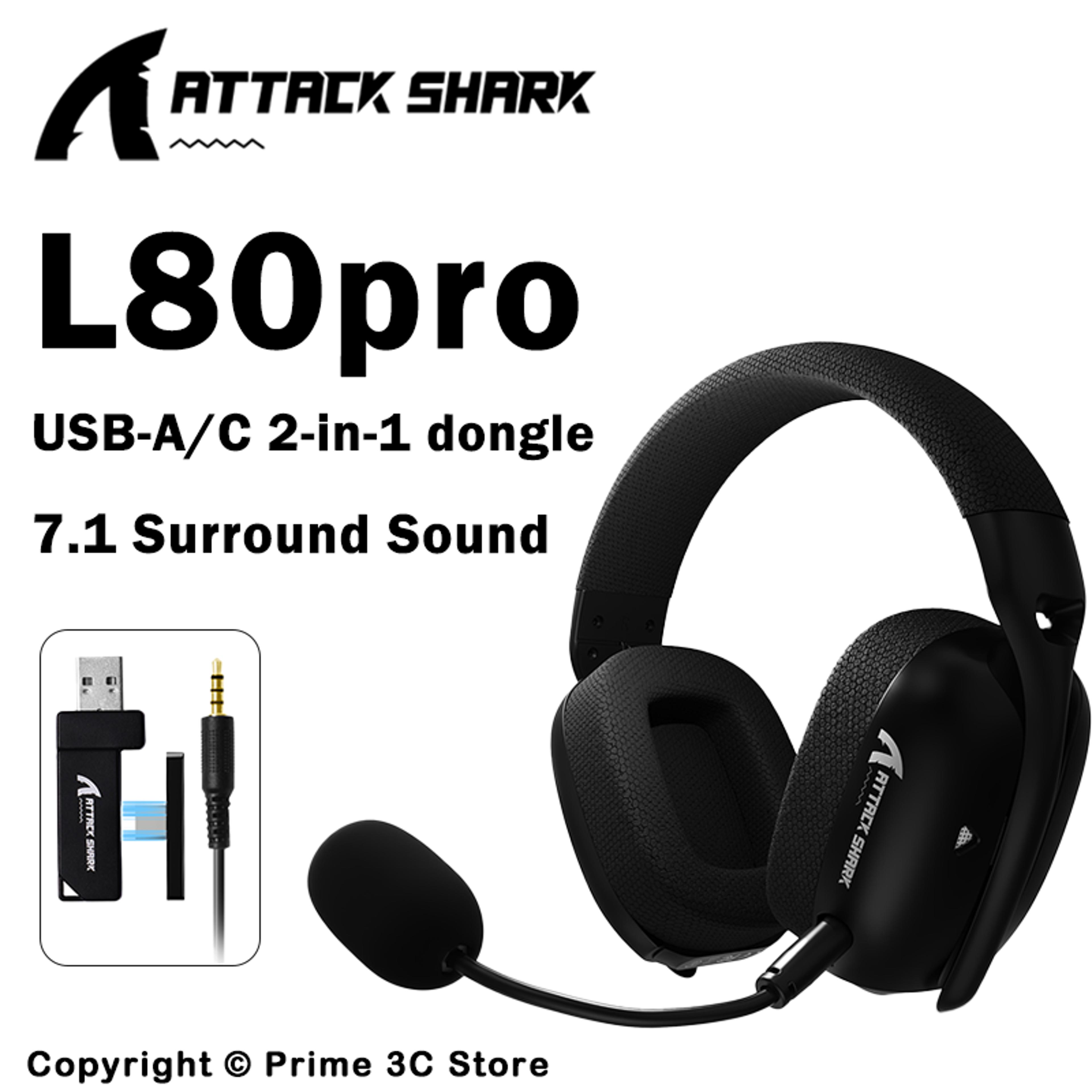 attack shark wireless gaming headset low latency tri mode gaming headphones for pc & switch