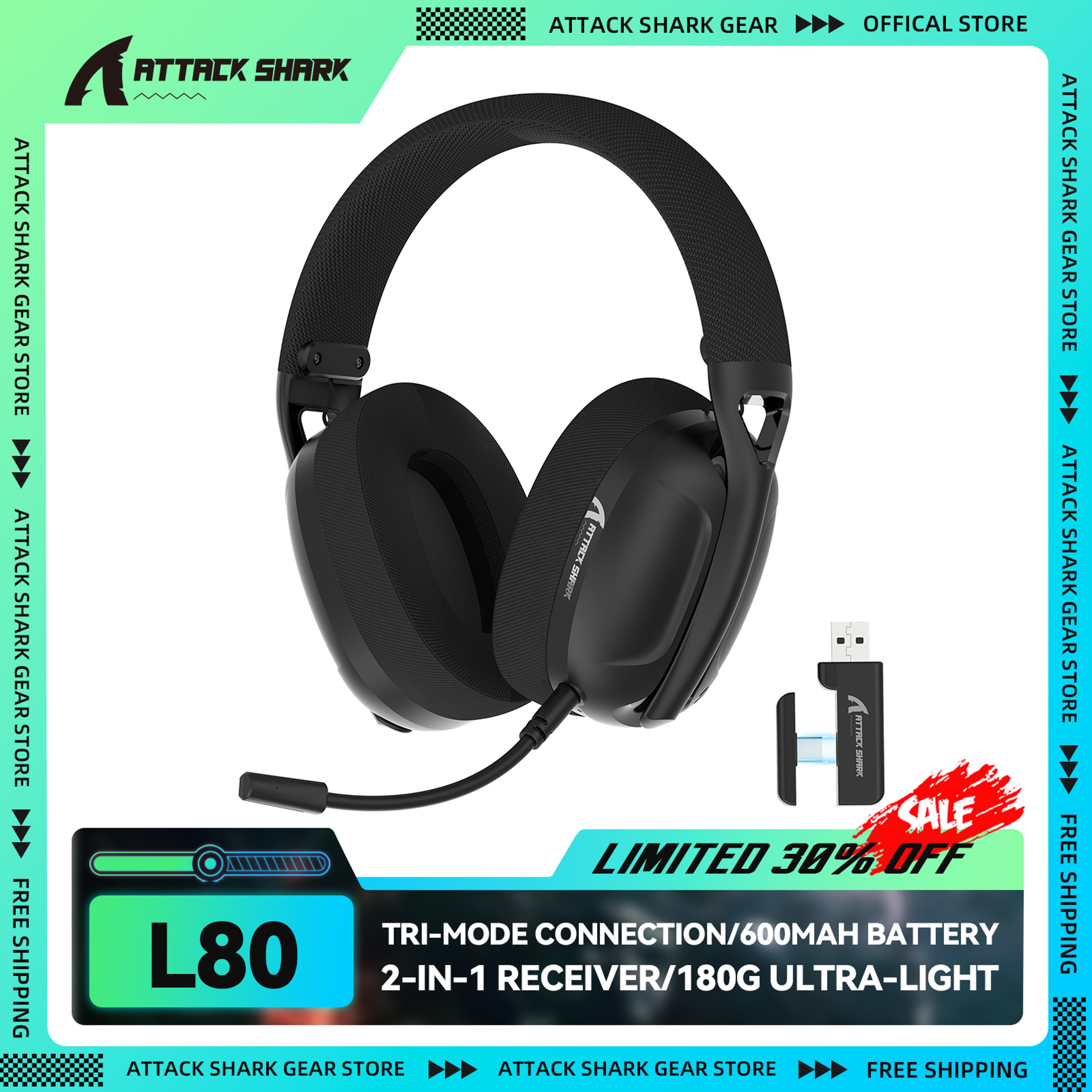 attack shark ultra light wireless gaming headset with bluetooth & wired connectivity