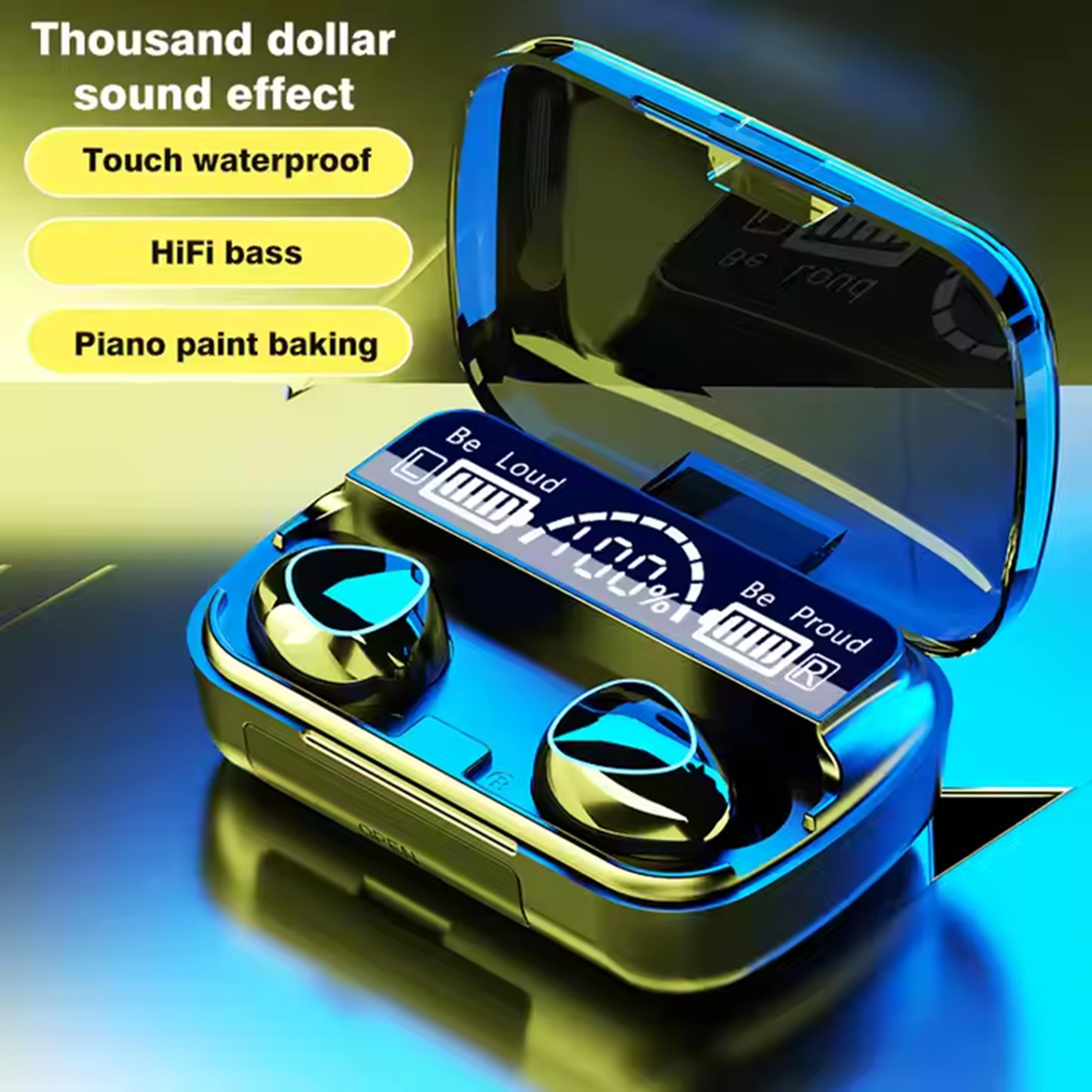wireless earbuds with power bank case bluetooth sports & gaming headphones