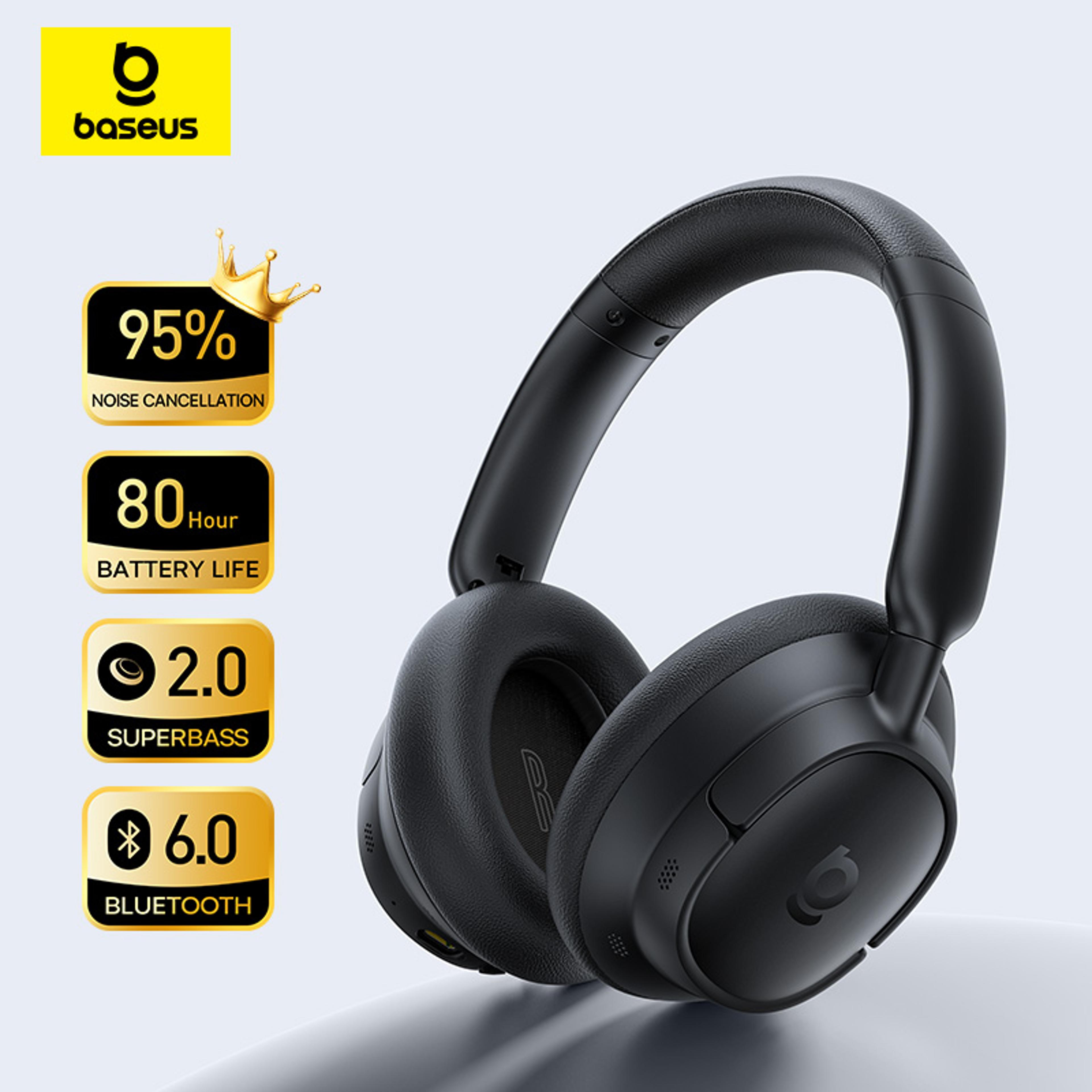 baseus nc lite wireless over ear noise cancelling headphones with battery