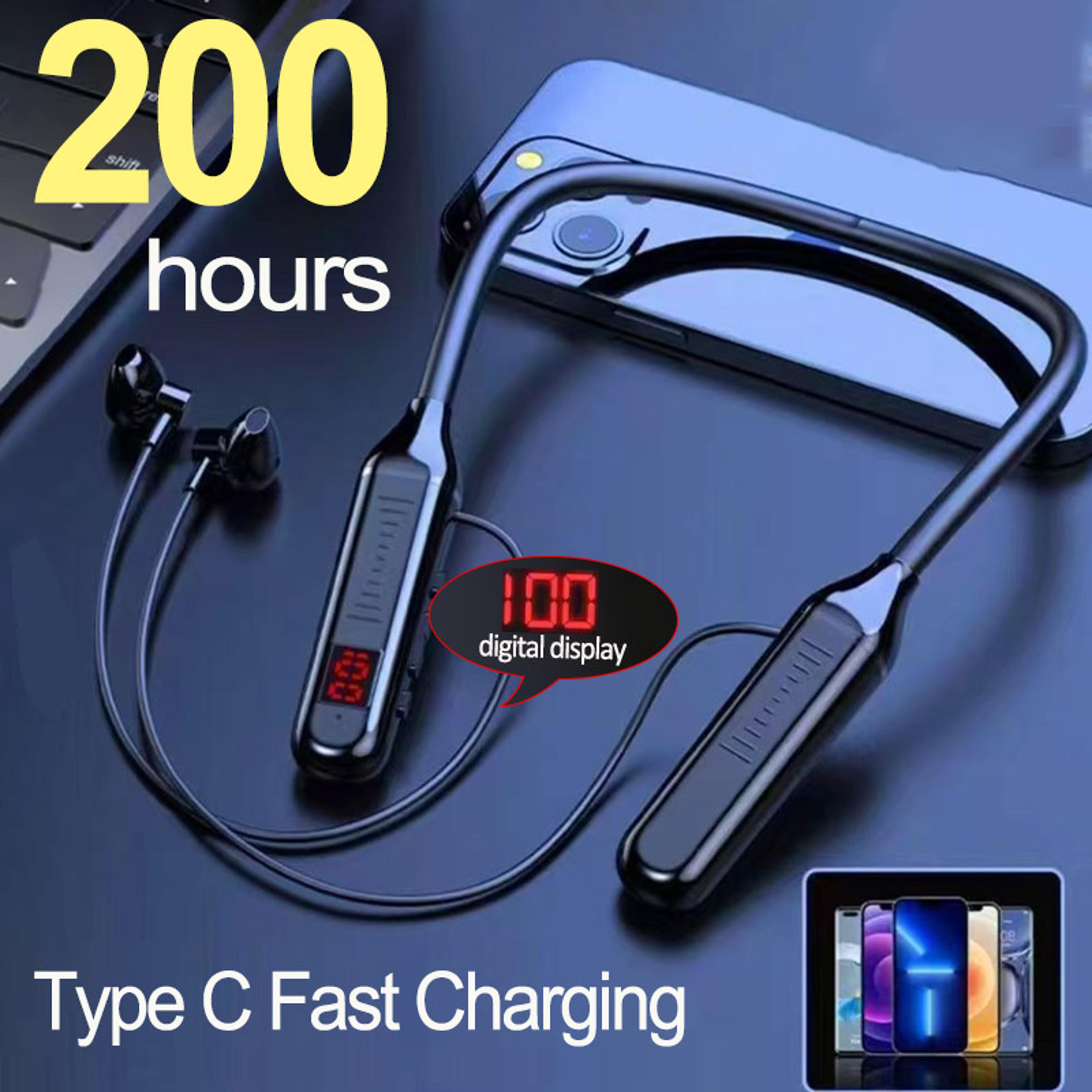 wireless neckband earphones bluetooth gaming led display sports headphones magnetic waterproof