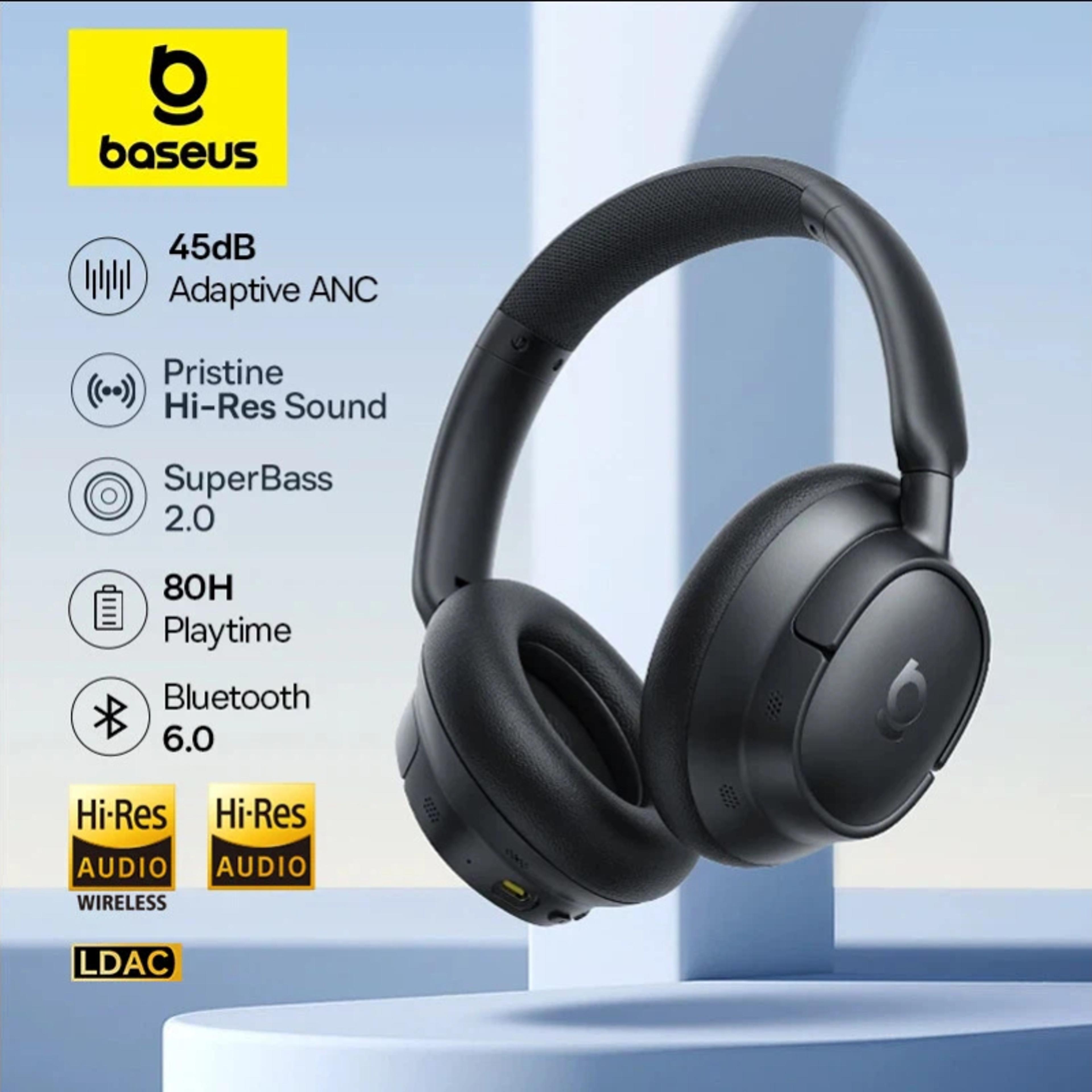 baseus nc anc wireless headphones bluetooth hi res ldac noise cancelling over ear headphones