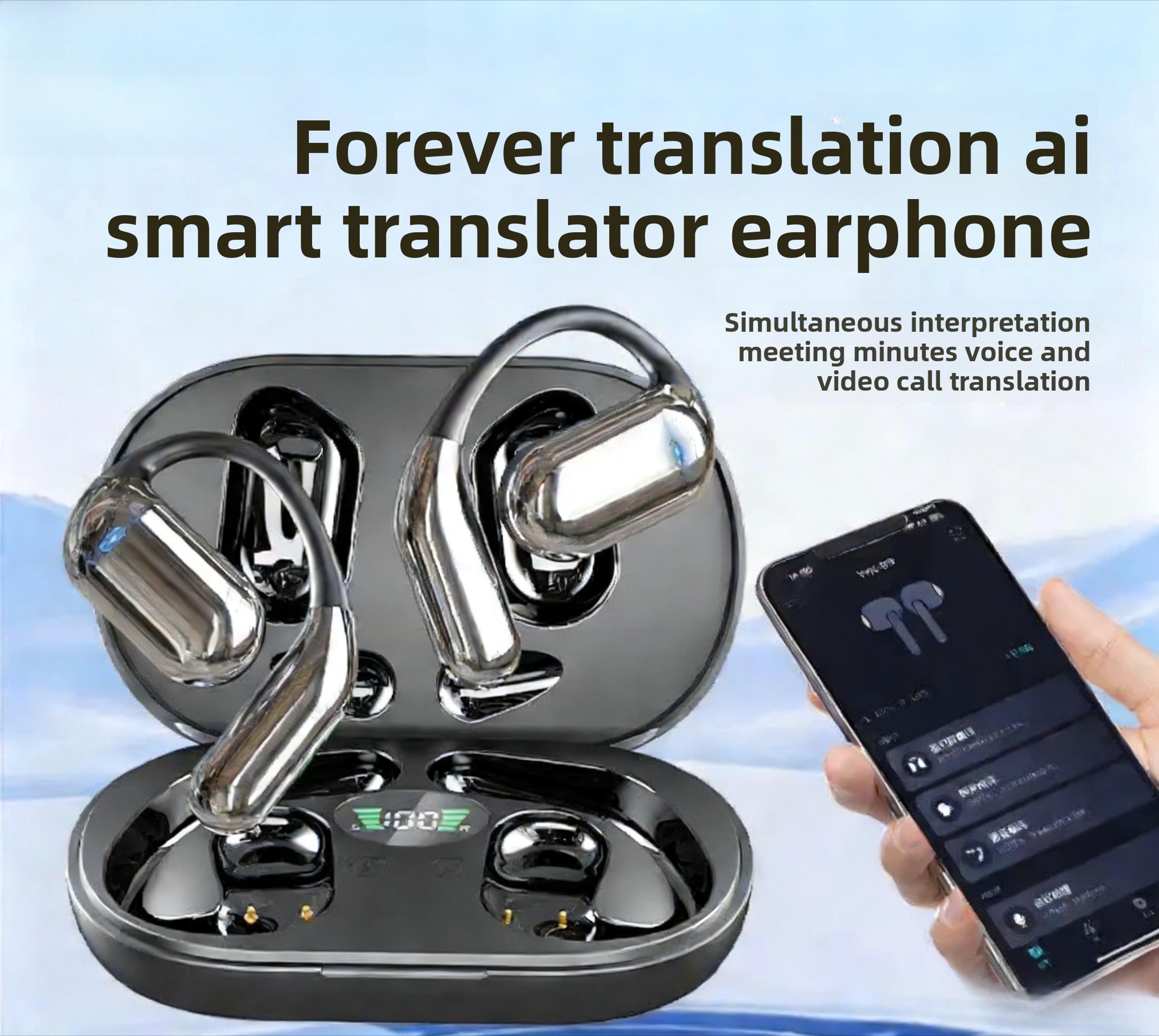 ai translator earbuds languages real time translation bluetooth noise cancelling headset