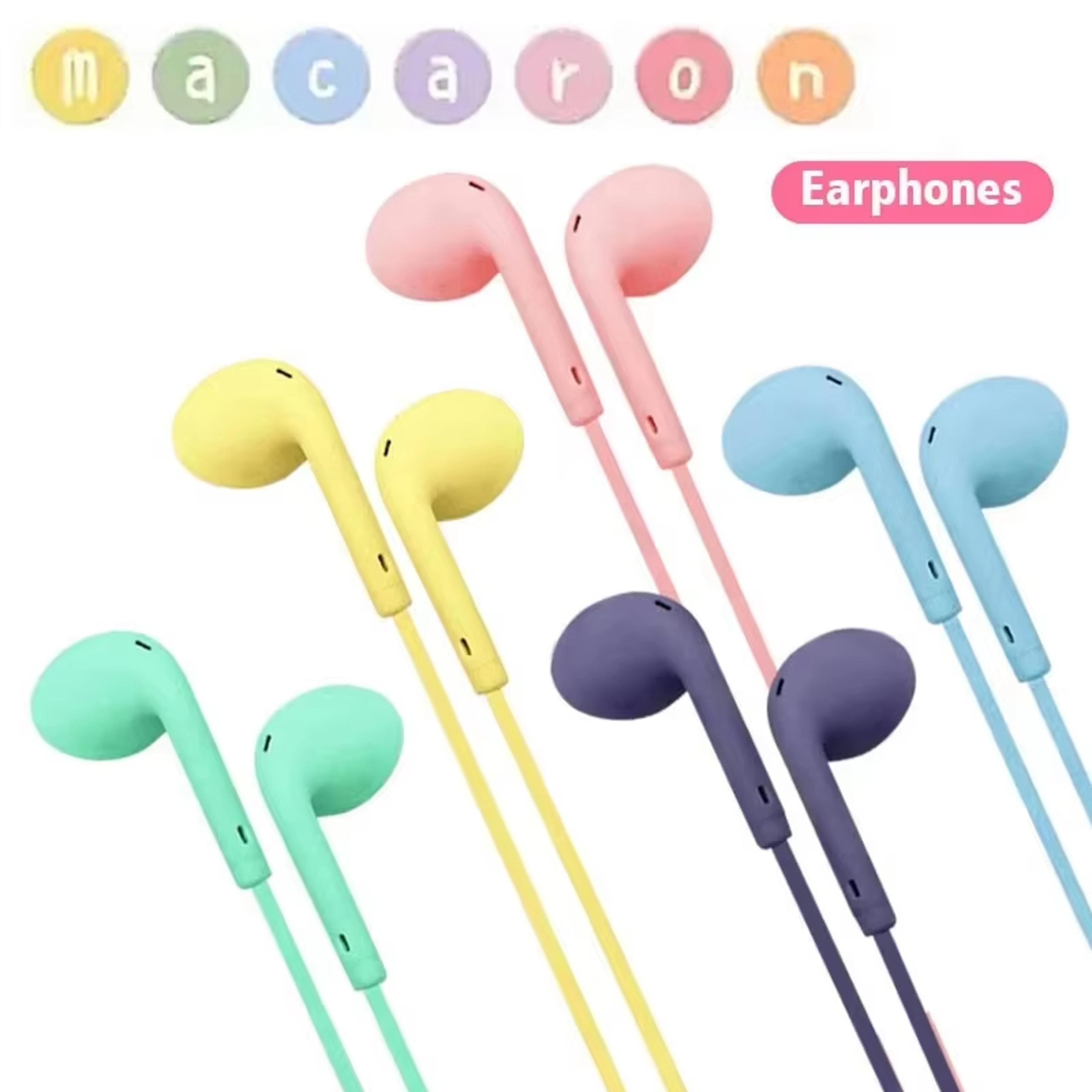 macaron hi-fi wired earbuds with microphone universal stereo sports earphones