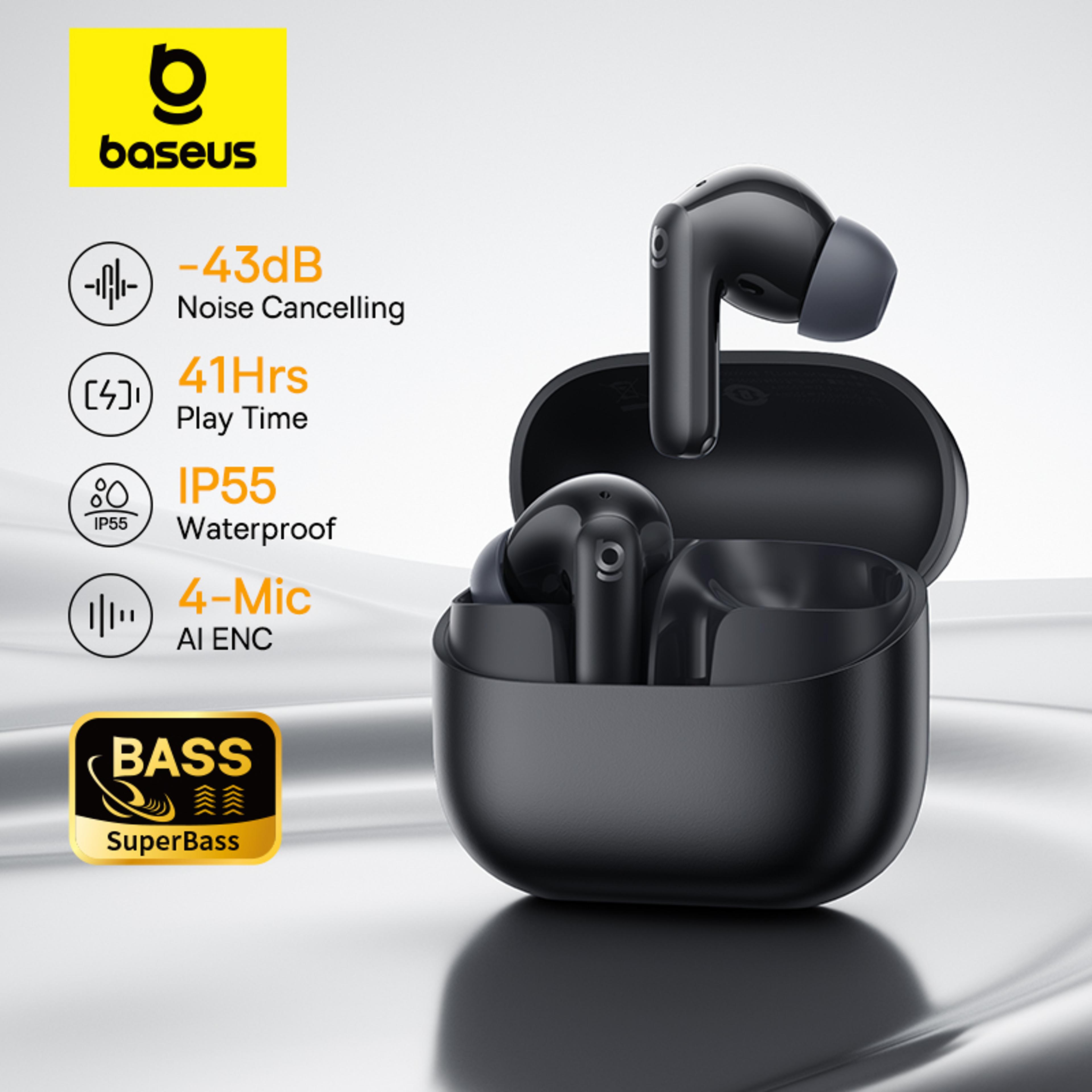 baseus nc noise cancelling wireless earbuds with bluetooth and deep bass sound