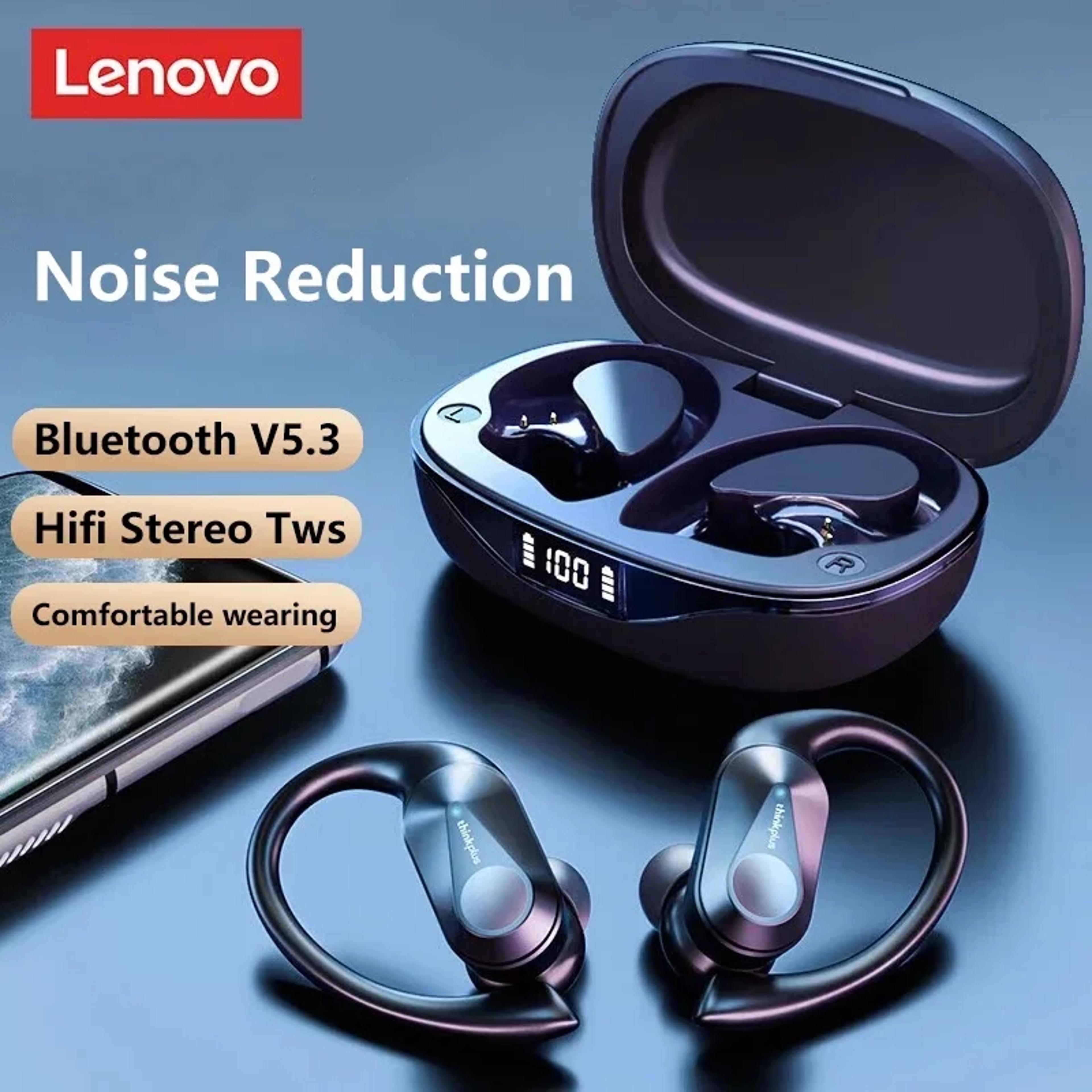 lenovo bluetooth sports earbuds with led display & waterproof fit