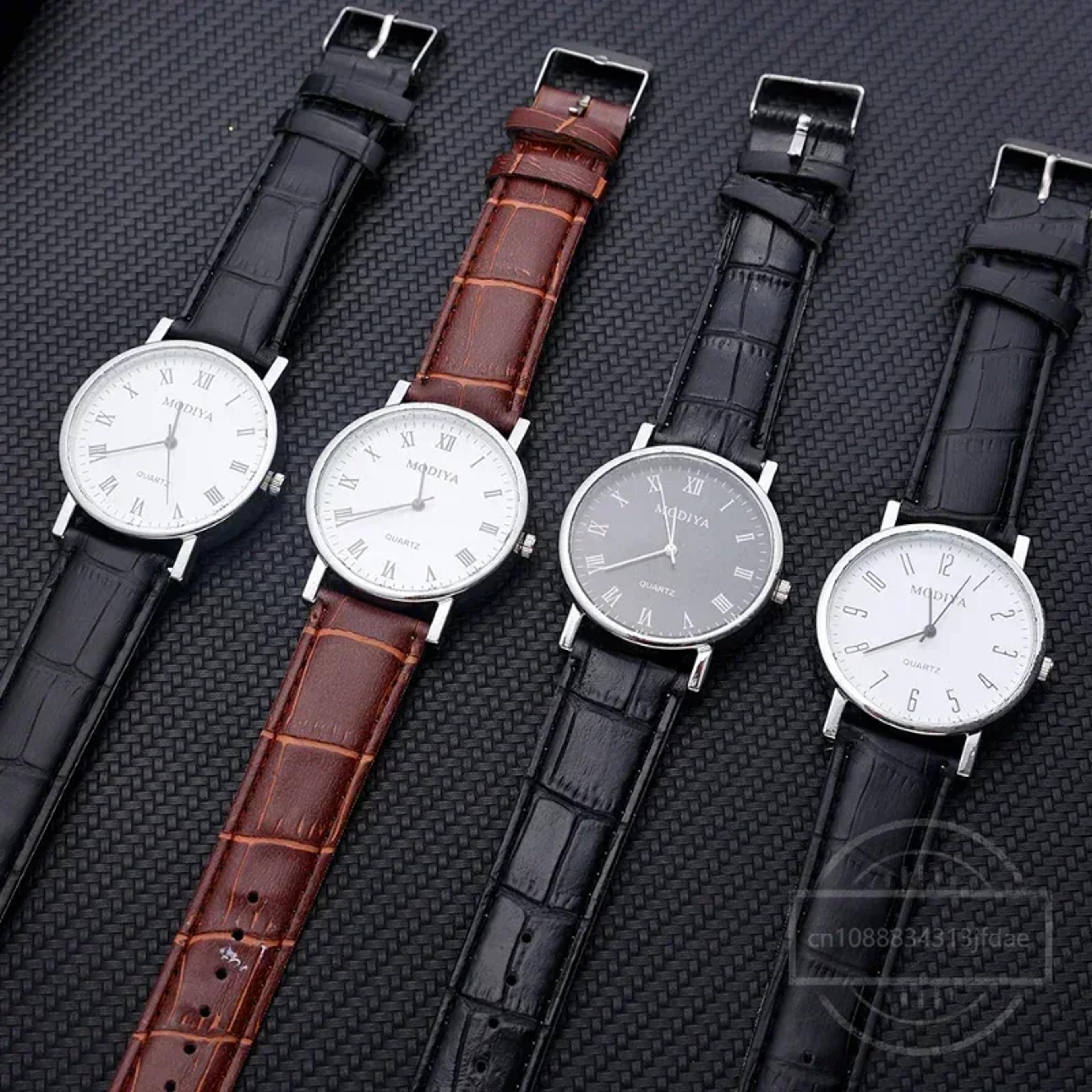 executive classic quartz watch with luxury leather strap for men & women