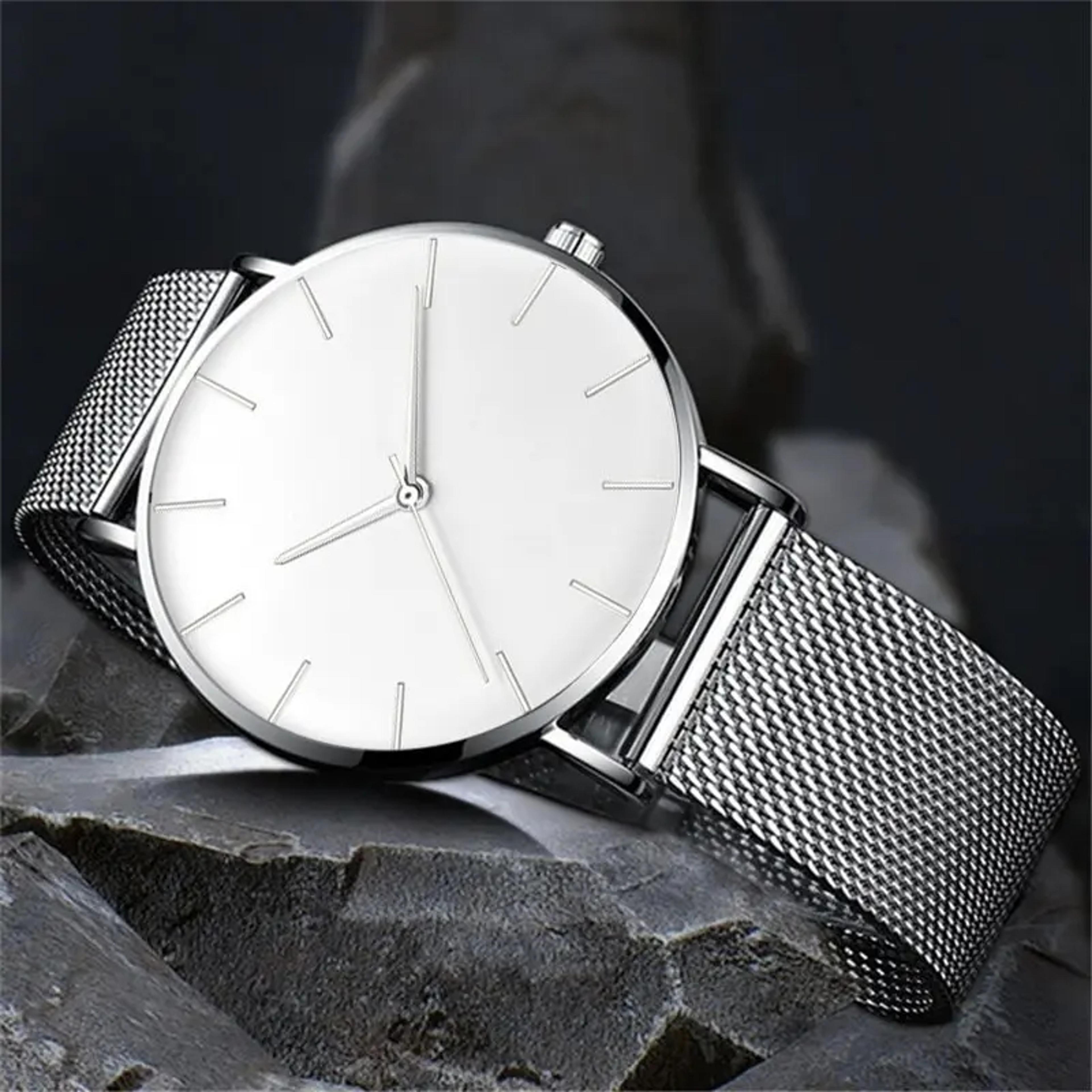 luxury mesh strap quartz watch for men slim casual sport wristwatch