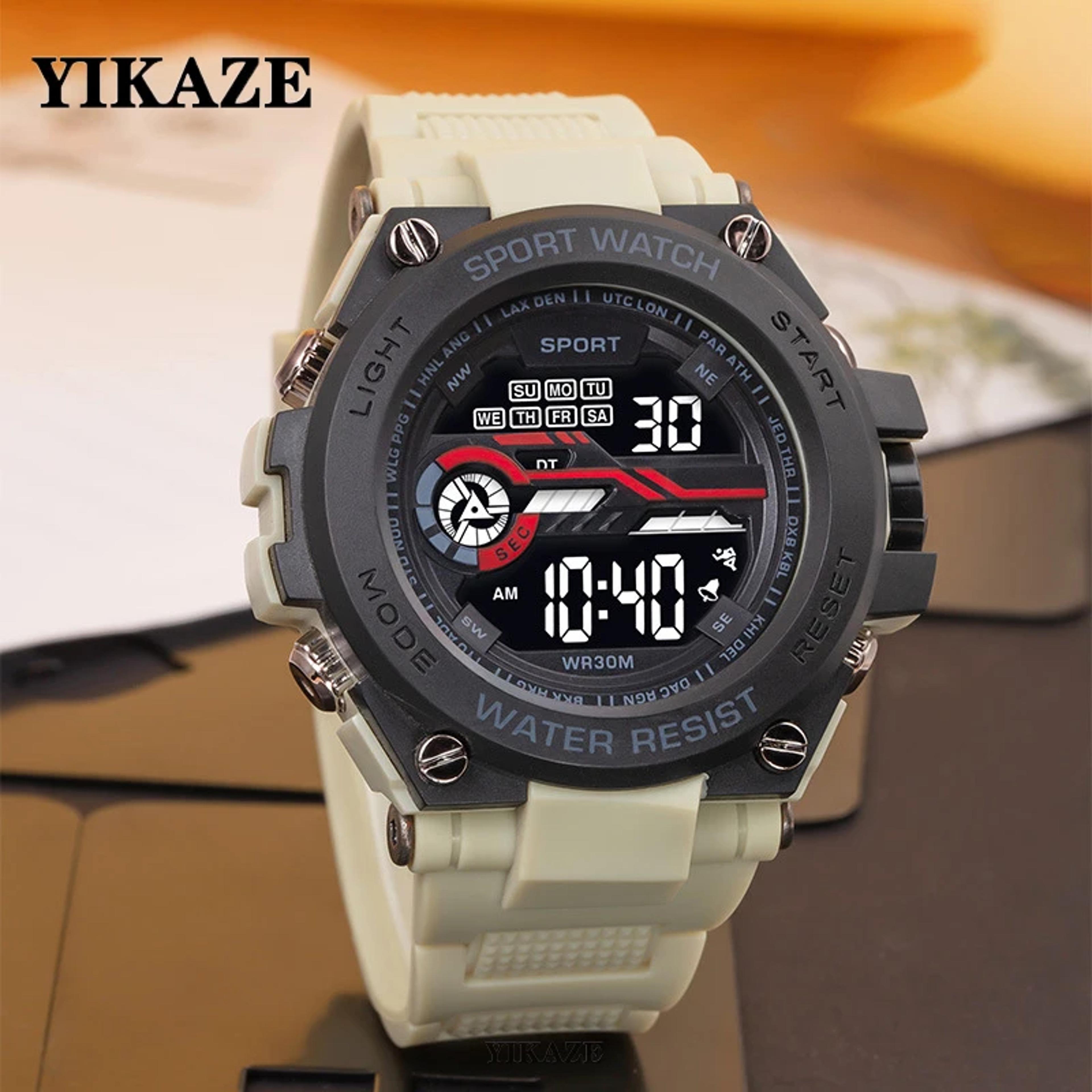 yikaze tactical digital sports watch waterproof military led wristwatch