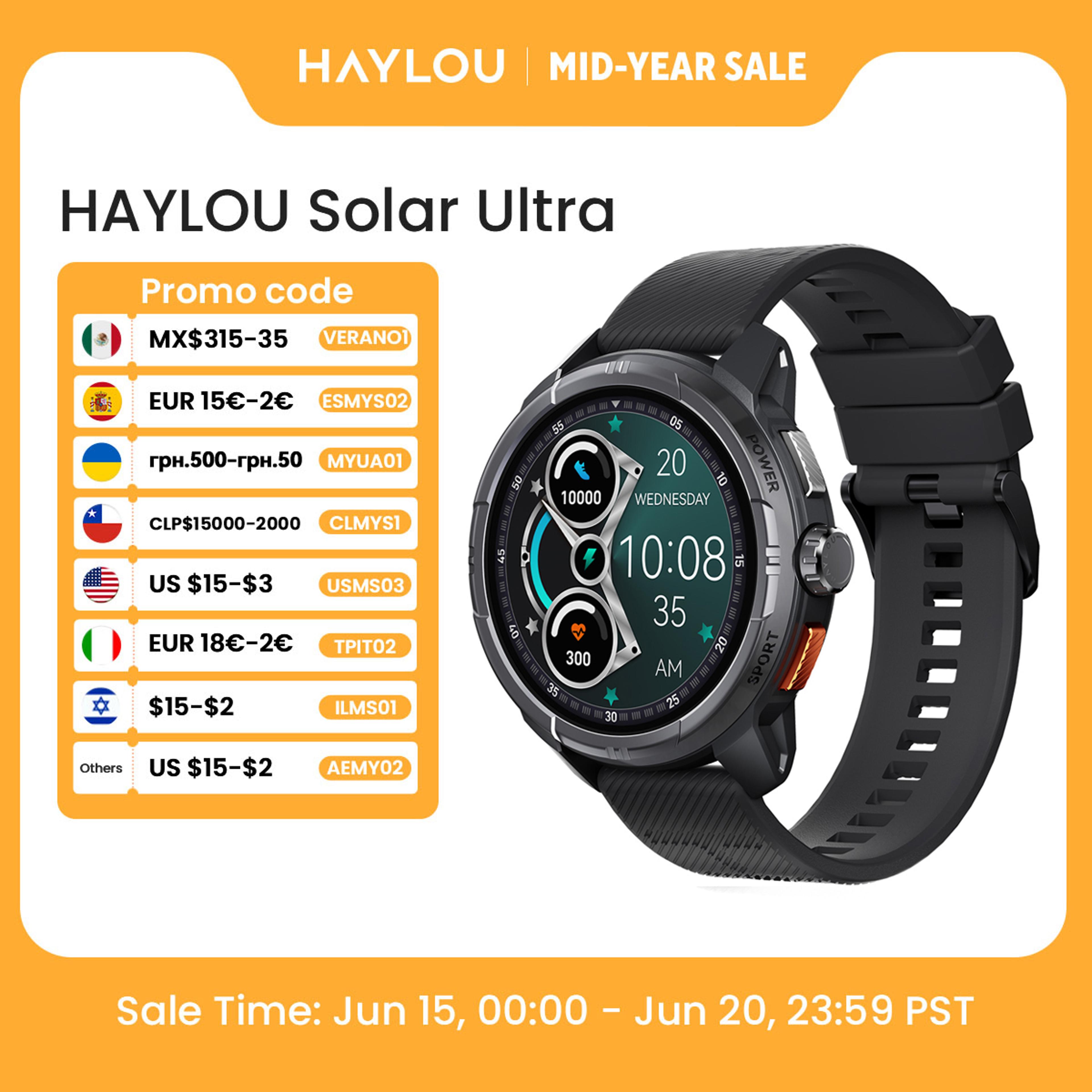 haylou solar ultra gps smartwatch with amoled display & bluetooth calling
