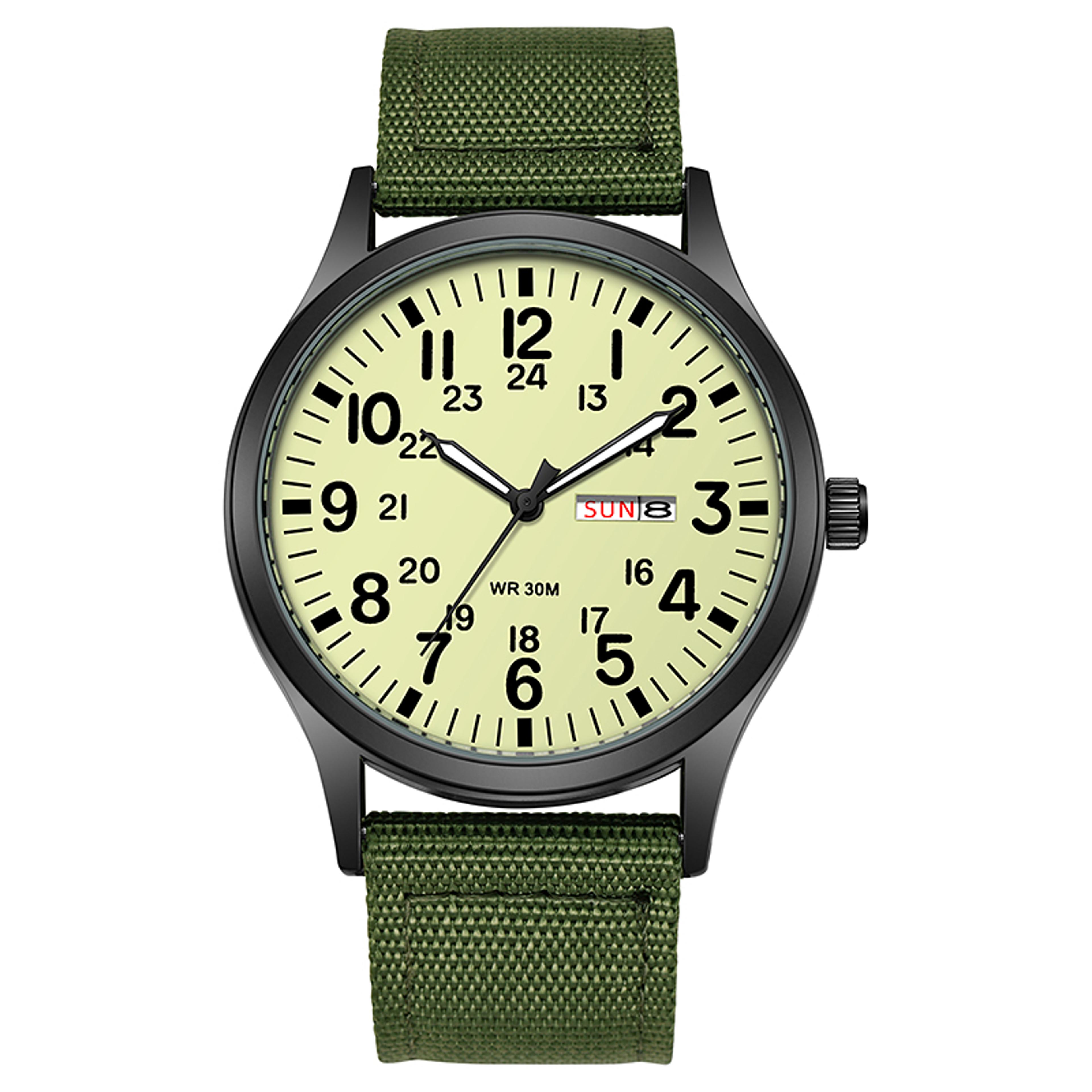 ranger field watch with quartz watch movement & durable nylon strap watch