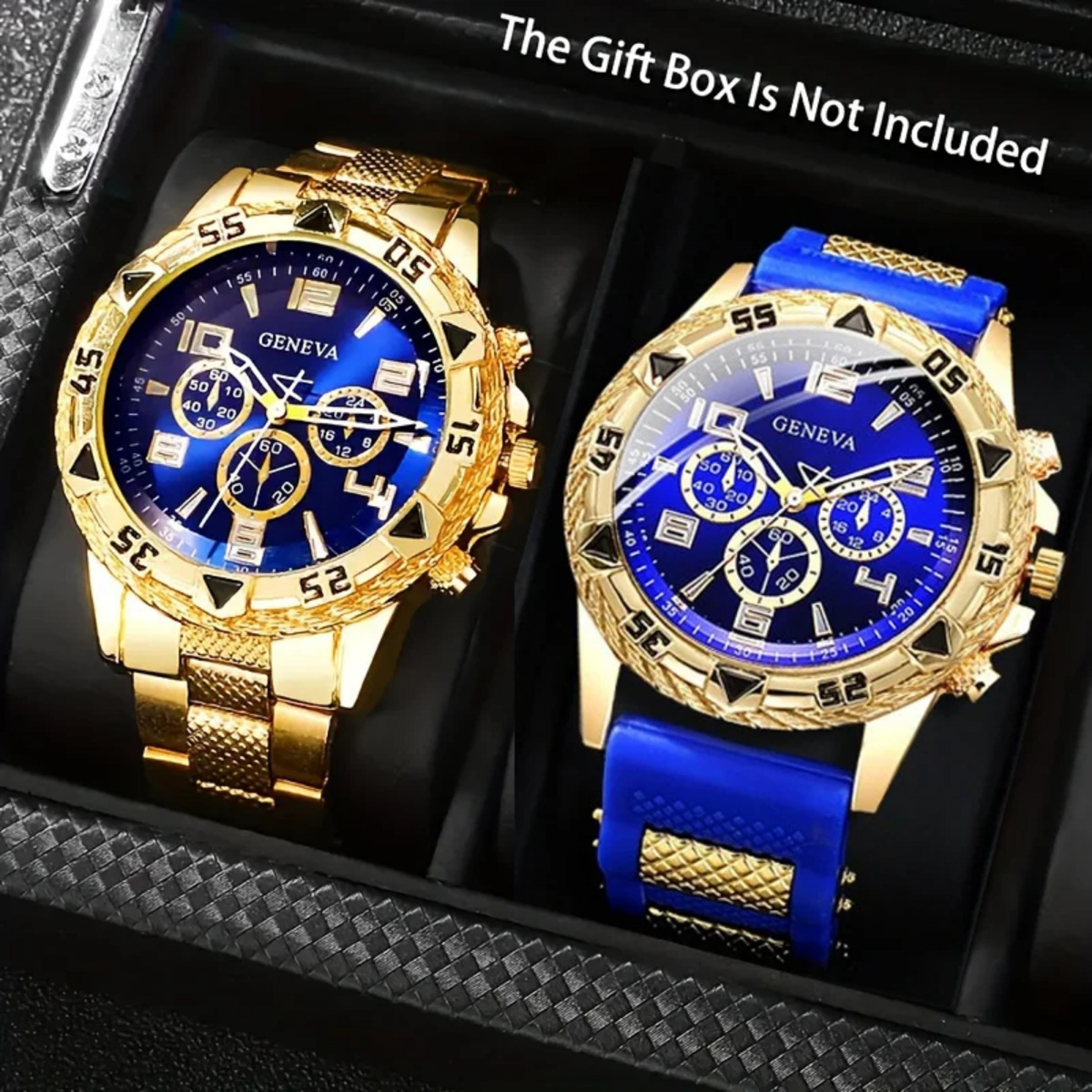 prestige duo men quartz watch set business silicone band fashion wristwatches