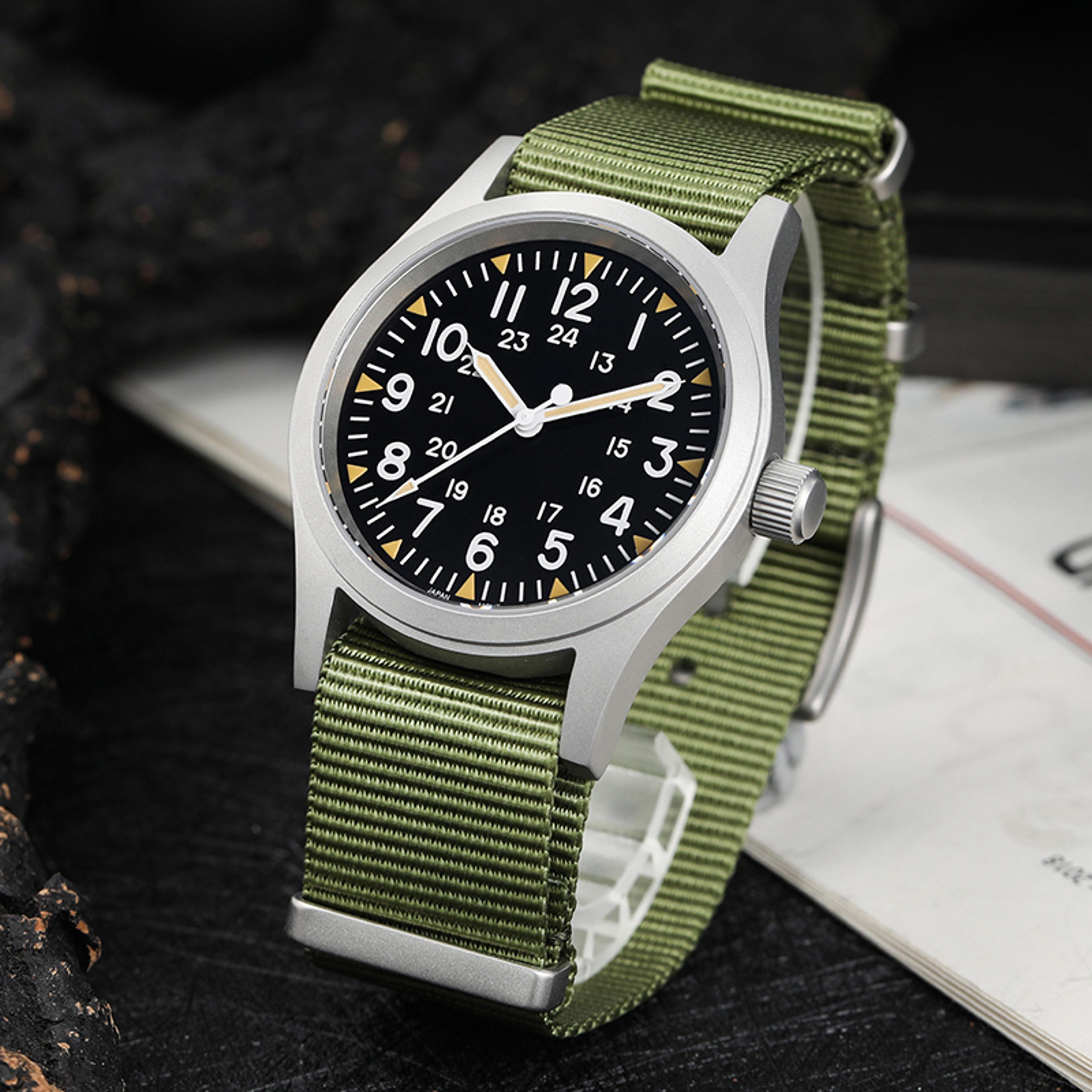 militado vintage field watch sapphire crystal quartz military watch