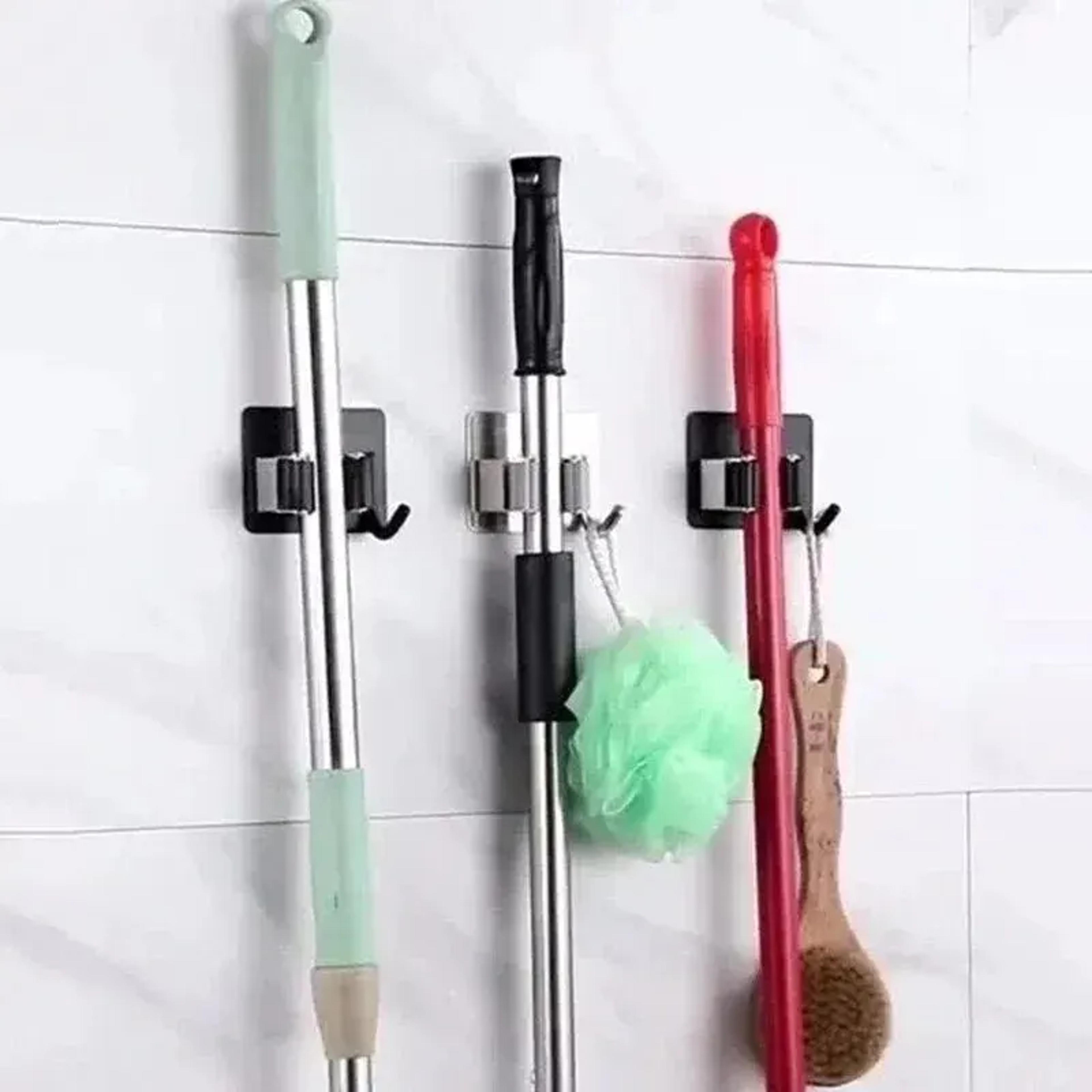 griplock mop holder & broom holder adhesive wall organizer no drill hanger