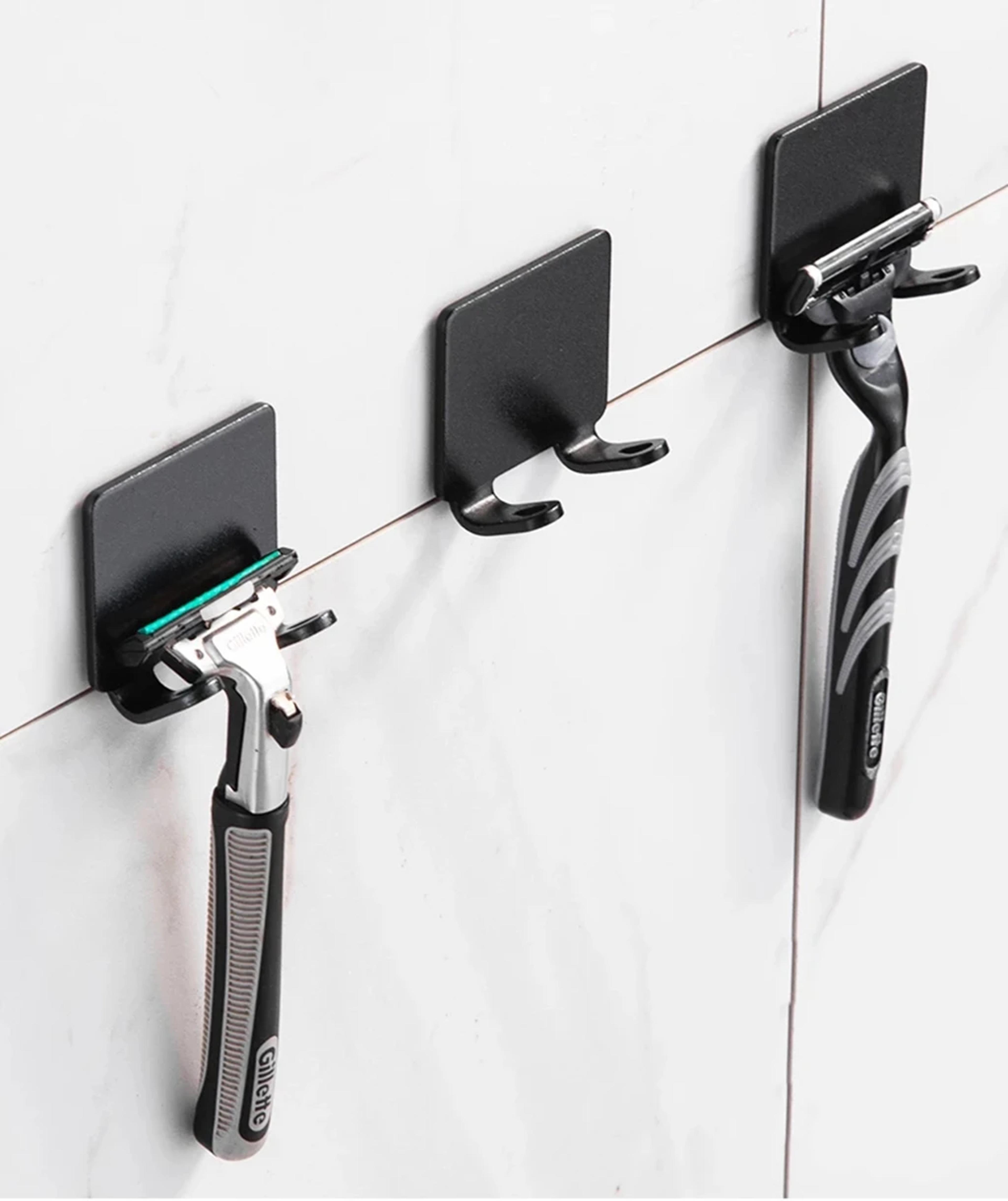 stainless steel wall mounted razor holder adhesive bathroom organizer hook
