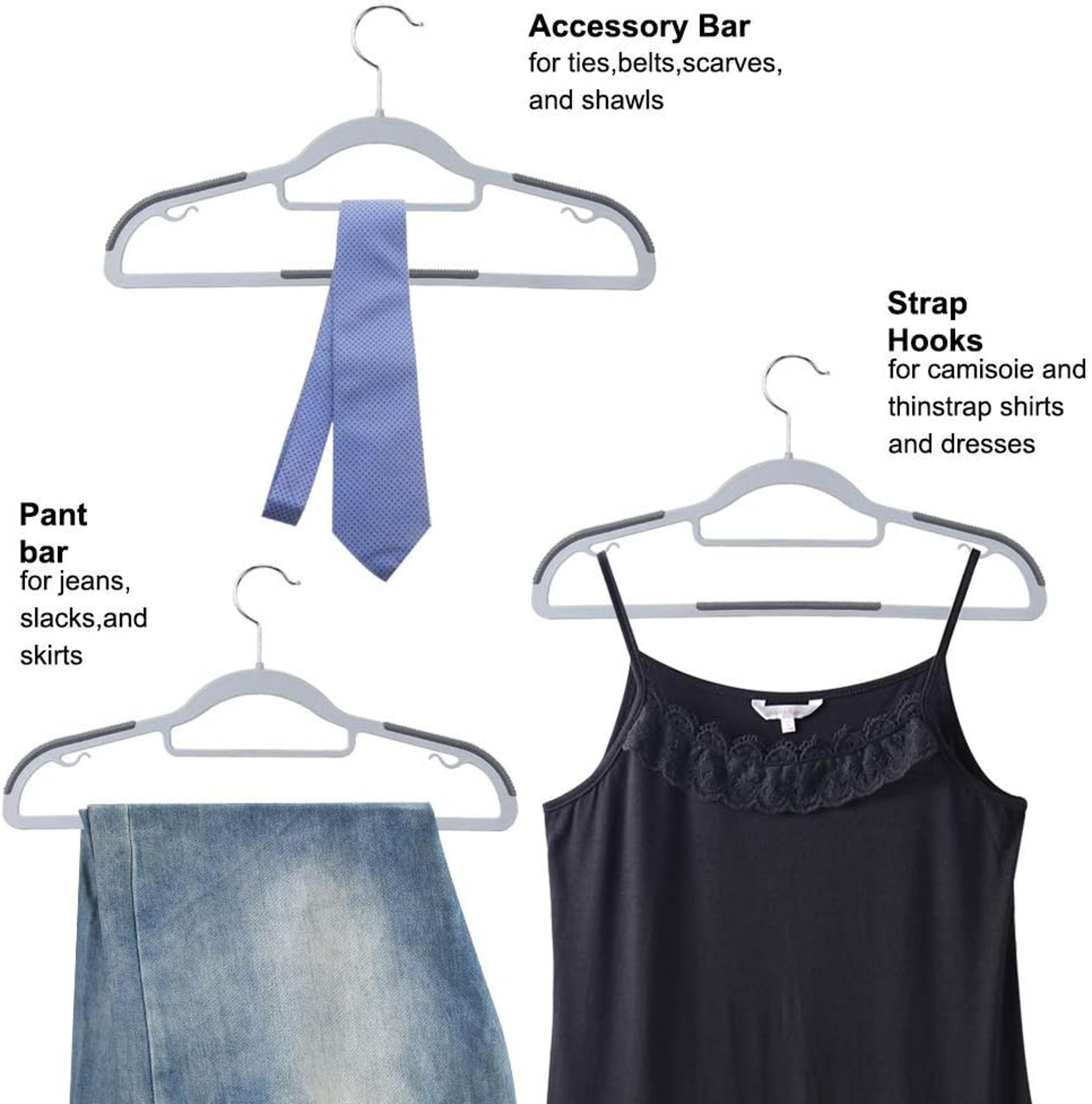heavy duty space saving clothes hangers set with anti slip pads for dry and wet clothing