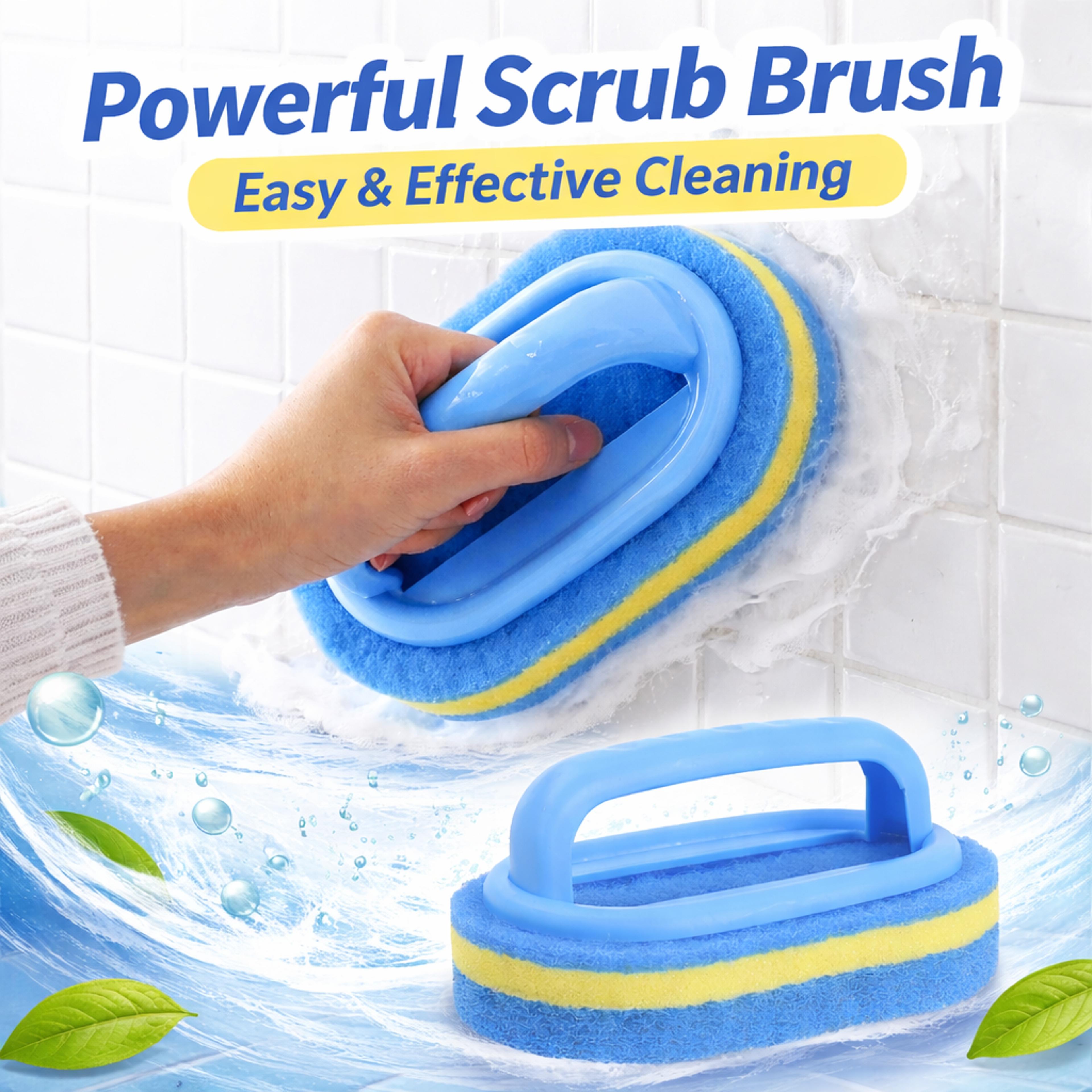 dish scrub brush with soap dispenser handle for kitchen sink bathroom tub cleaning