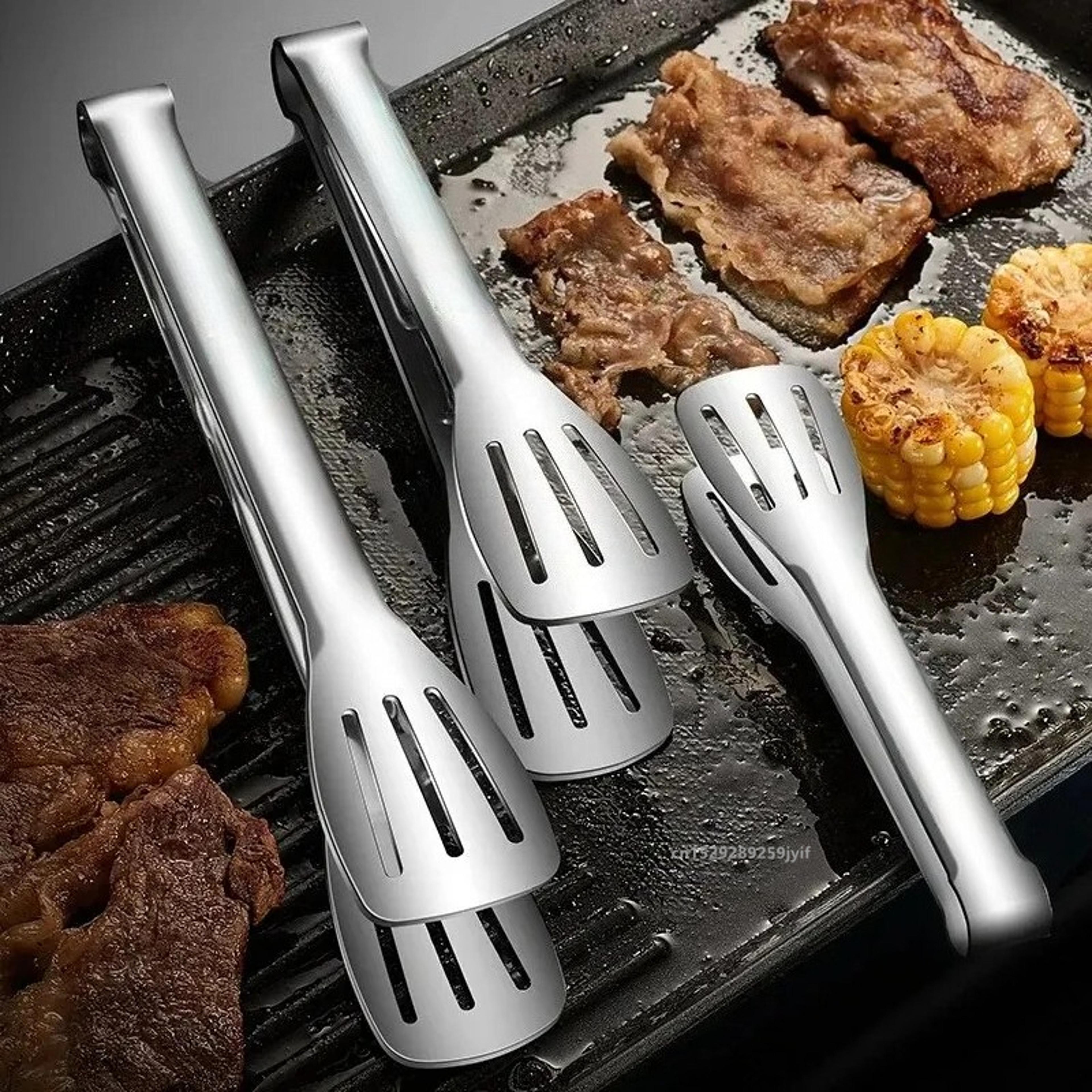 non slip stainless steel food tongs for bbq salad & kitchen serving