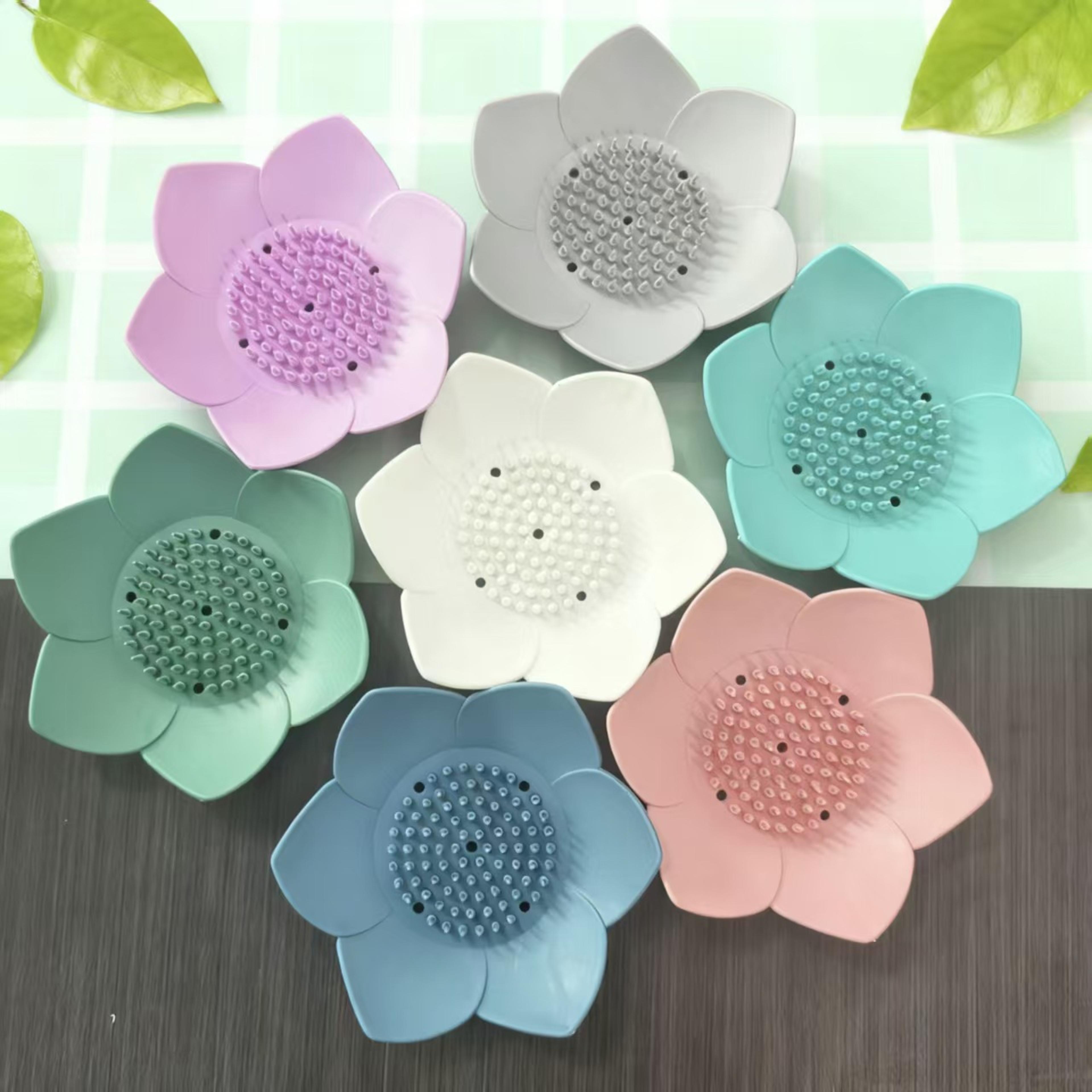 lotus silicone soap holder with drainage bathroom soap dish self draining soap tray
