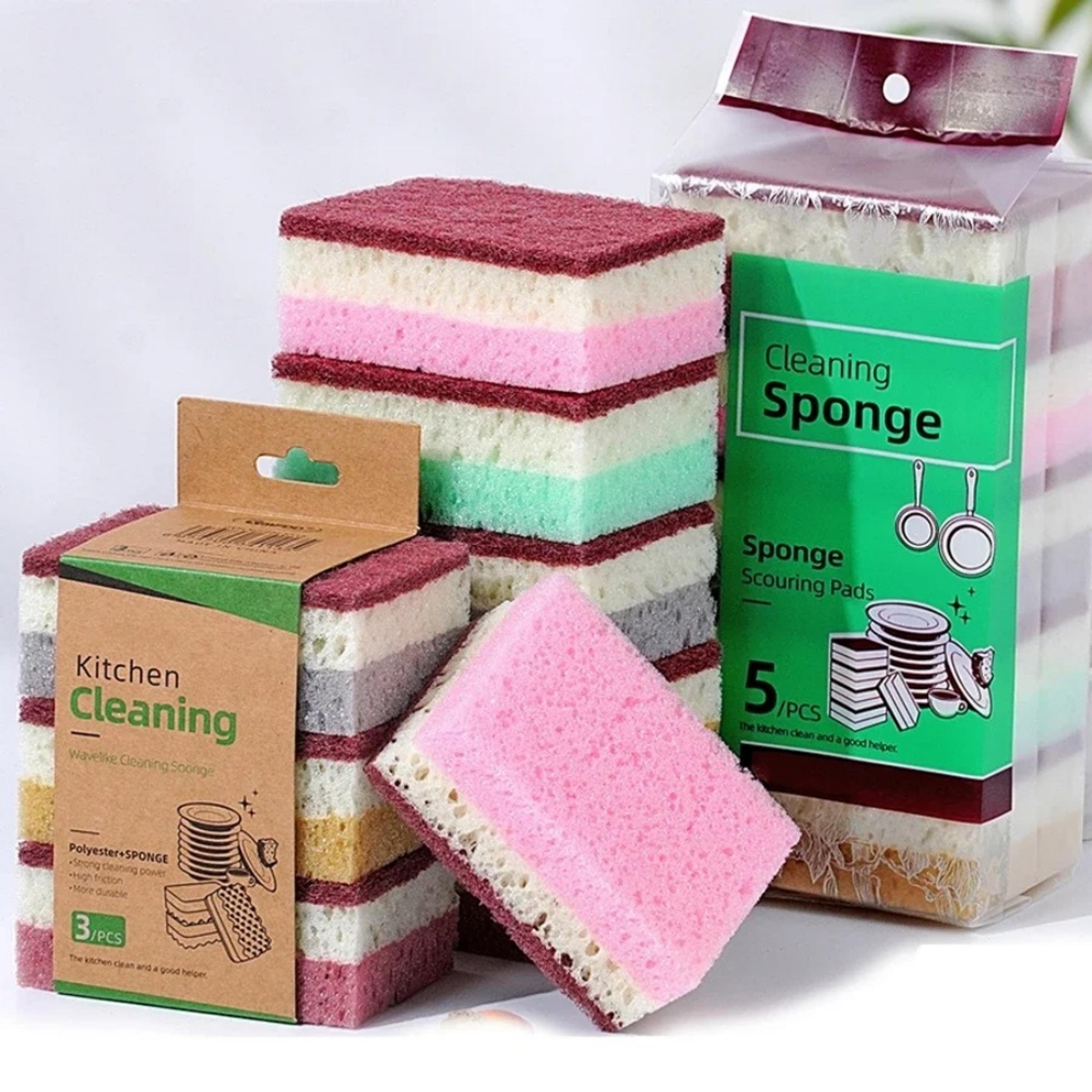 high density dishwashing sponge set for kitchen & bathroom deep cleaning